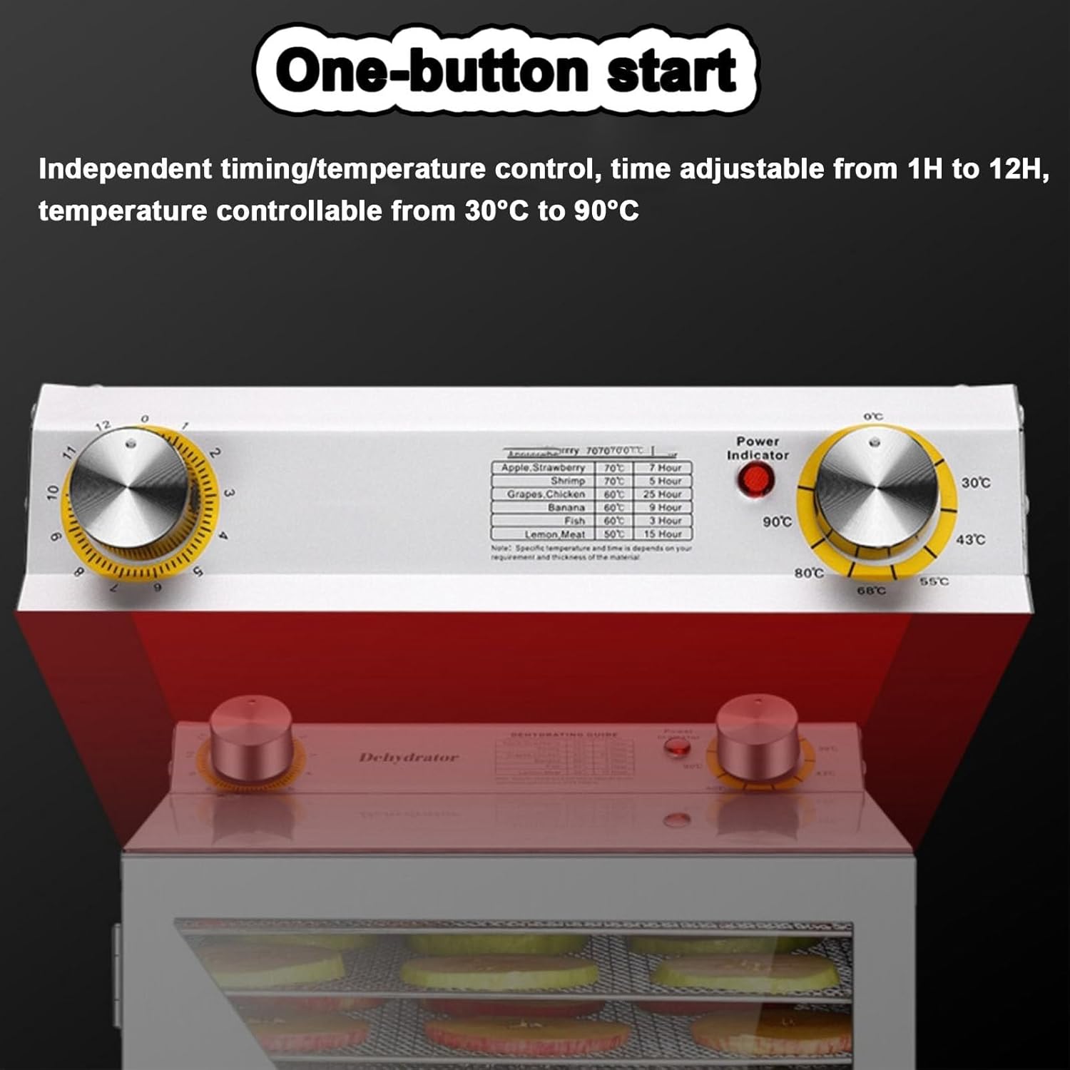 Commercial Freeze Dryer - Large Capacity Food Dehydrator Machine with 18 Stainless Steel Trays, 12-Hour Timer, and Max Temperature of 194℉ for Home Food Processing
