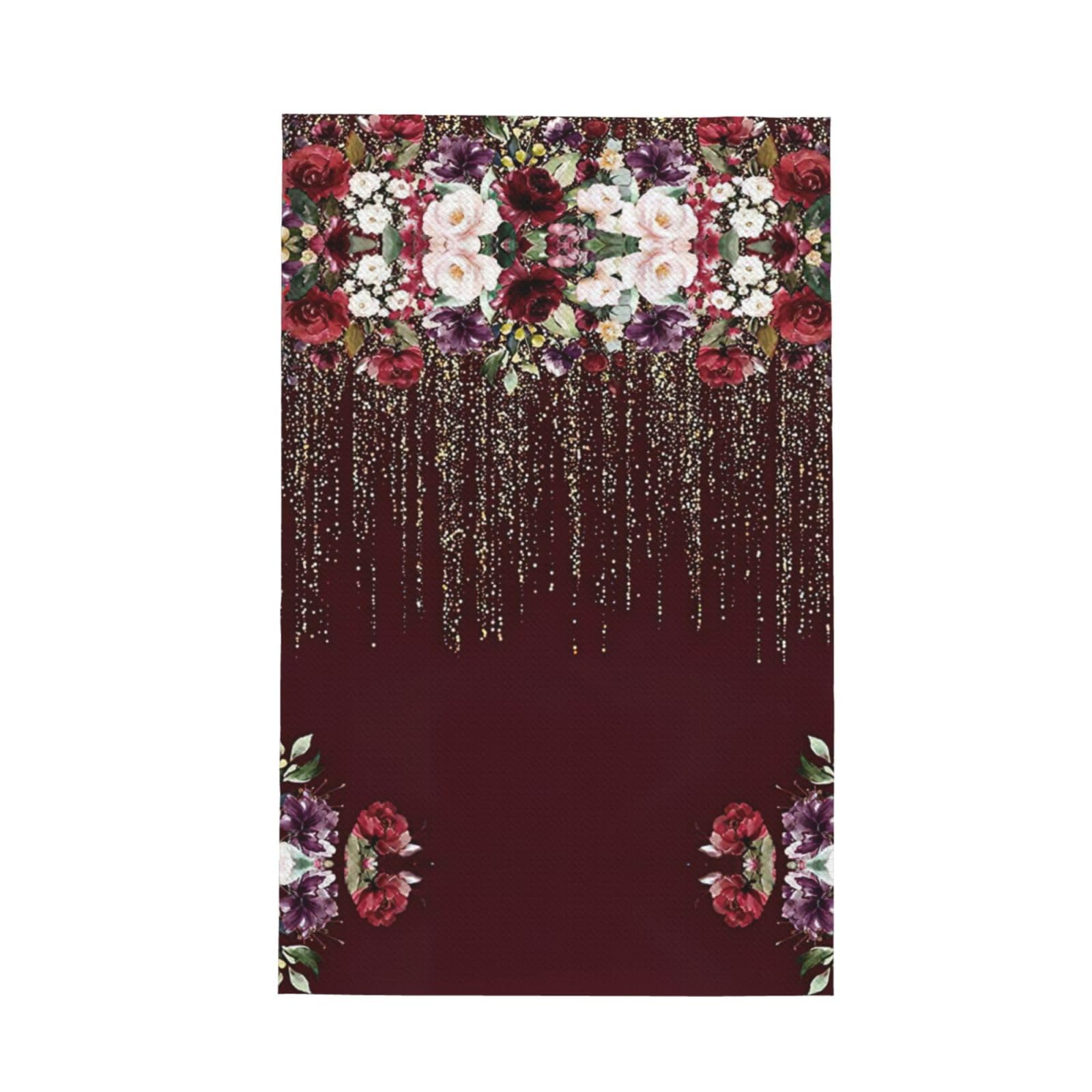 XXahnbm Red Rose Floral Print Waffle Kitchen Towel,Absorbent Hand Towel