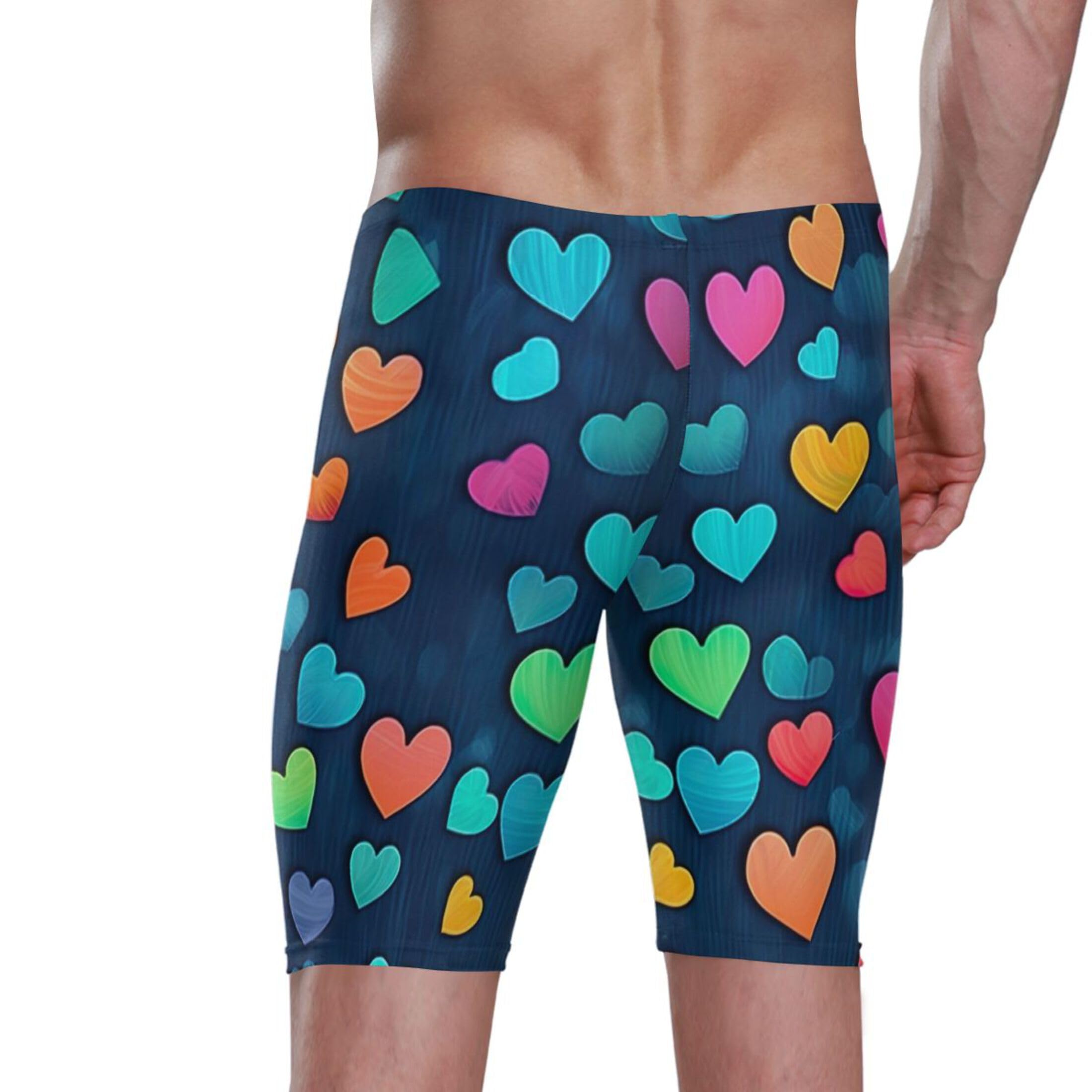 UMIRIKO Valentine's Day Heart Men's Swimsuit Swim Jammers L B0401254
