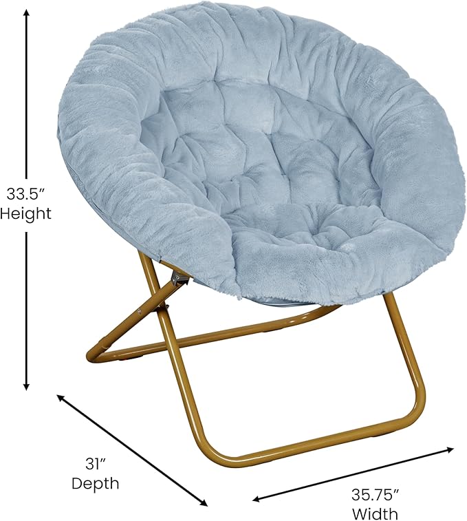 Sillón Plegable de Descanso Redondo con Puff y Tela Suave Co miniatura 2