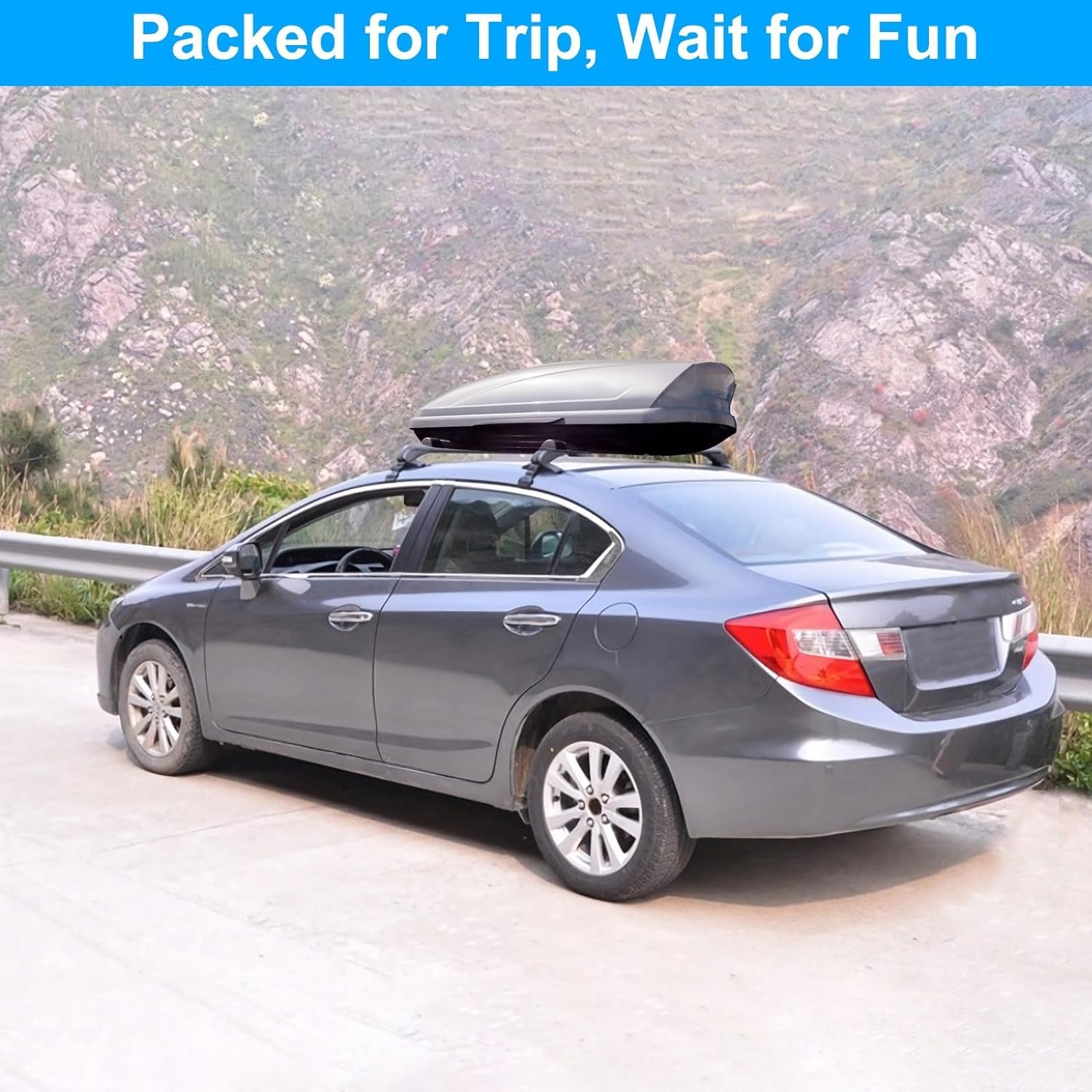 43inch Universal Car Roof Rack, Aluminum Car Roof Rack Cross Bars, Anti-Theft Lock, Adjustable Window Frame for Bike Kayak Cargo Luggage, 42.91-44.88 inch Distance Between Rain Grooves, 165LBS Load