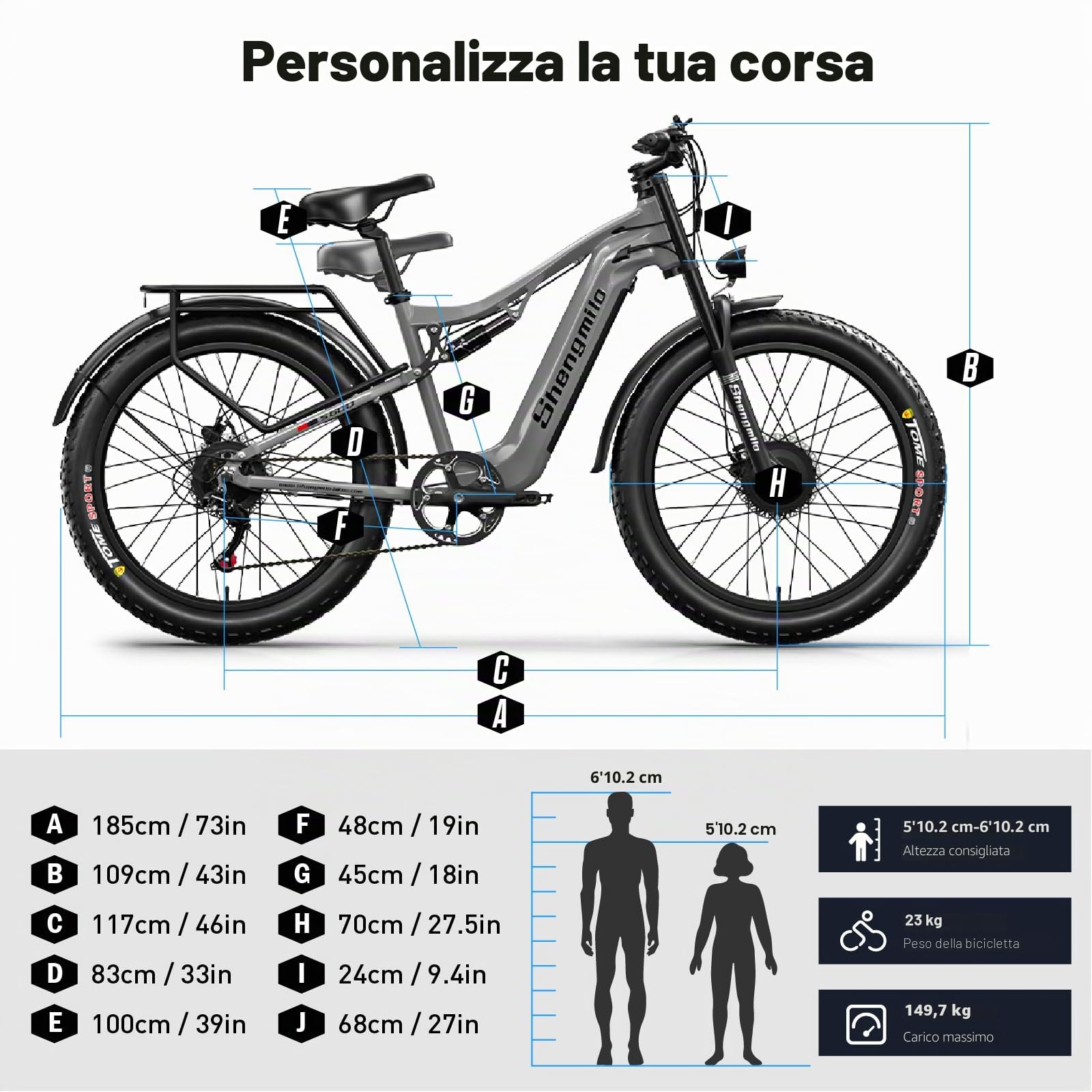 Shengmilo Bicicletta elettrica, e bike,Bici Elettrica Uomo,26 Inch E Mountain Bike full suspension,48V 17.5Ah Off roade Cambio 7 Velocità e Sospensione Completa