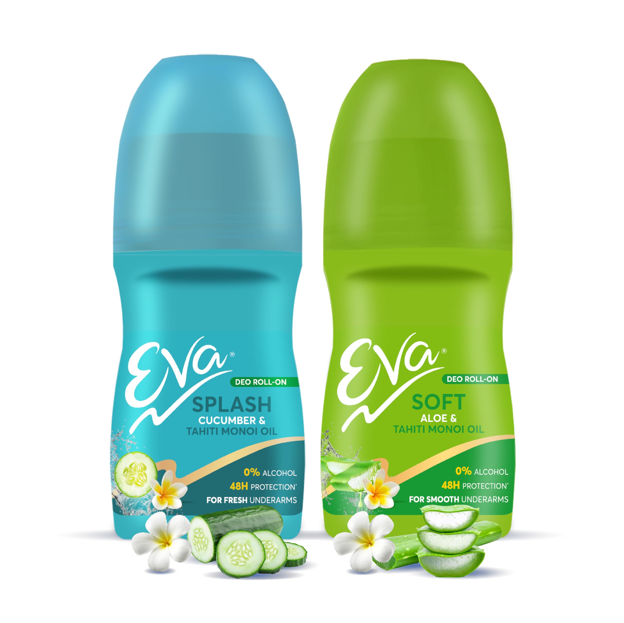 Eva Soft & Splash Deo Roll On Combo | For Fresh & Smooth Underarms | Alcohol & Aluminium Free | 48hr Protection | For Women (50ml. pack of 2)-picture-31
