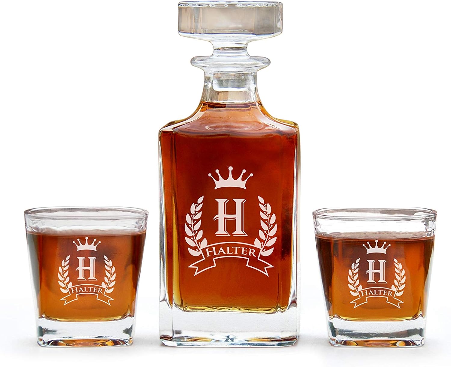 Personalized Decanter And Glasses Set, Whiskey Decanter Set, Customized Decanter, Decanter Set With 4 Glasses