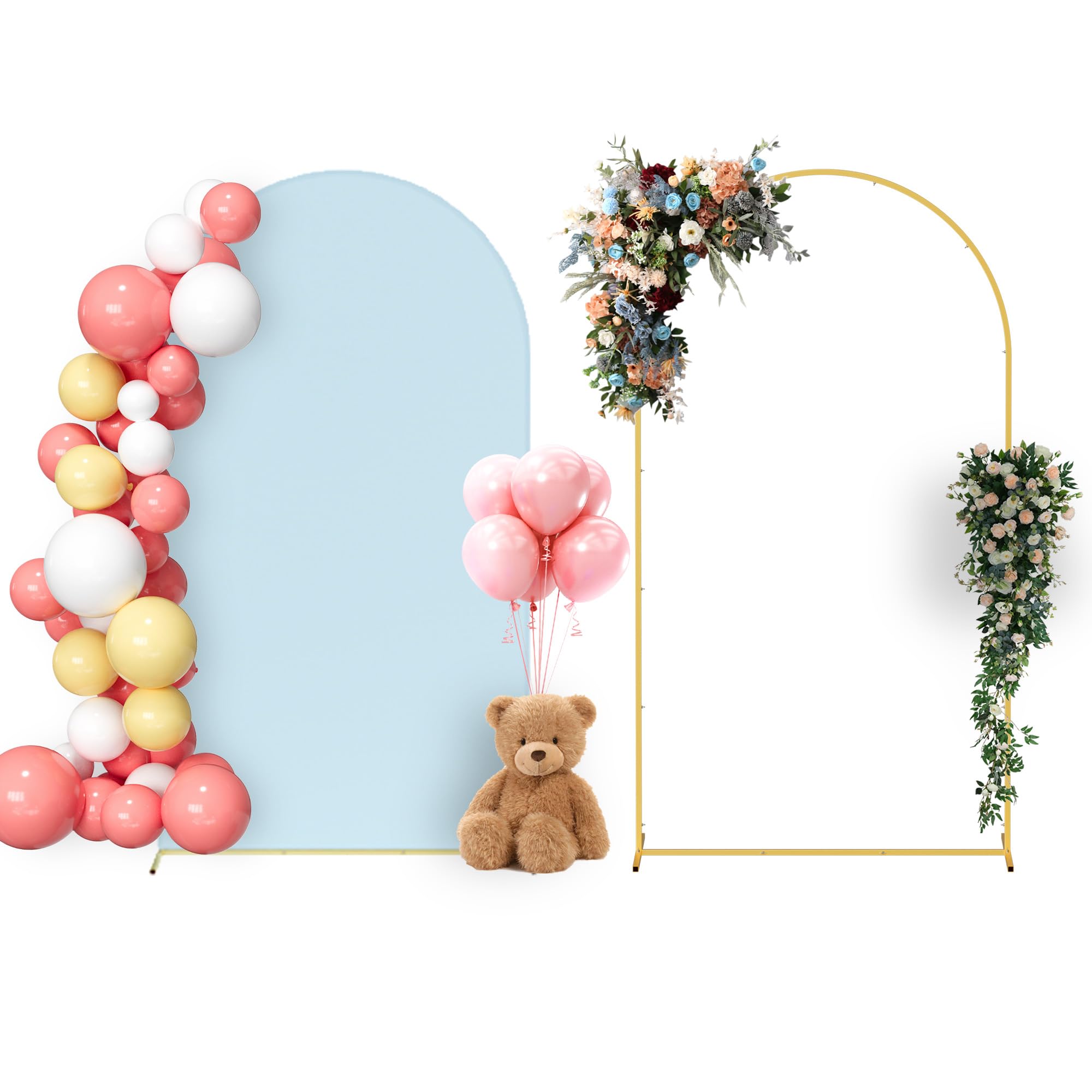 Neatsure Arch Backdrop Stand and Cover Set, 7.2FT Metal Photo Balloon Arch Backdrop Stand for Wedding Birthday Party Baby Shower Ceremony Graduation Decoration, Dusty Blue
