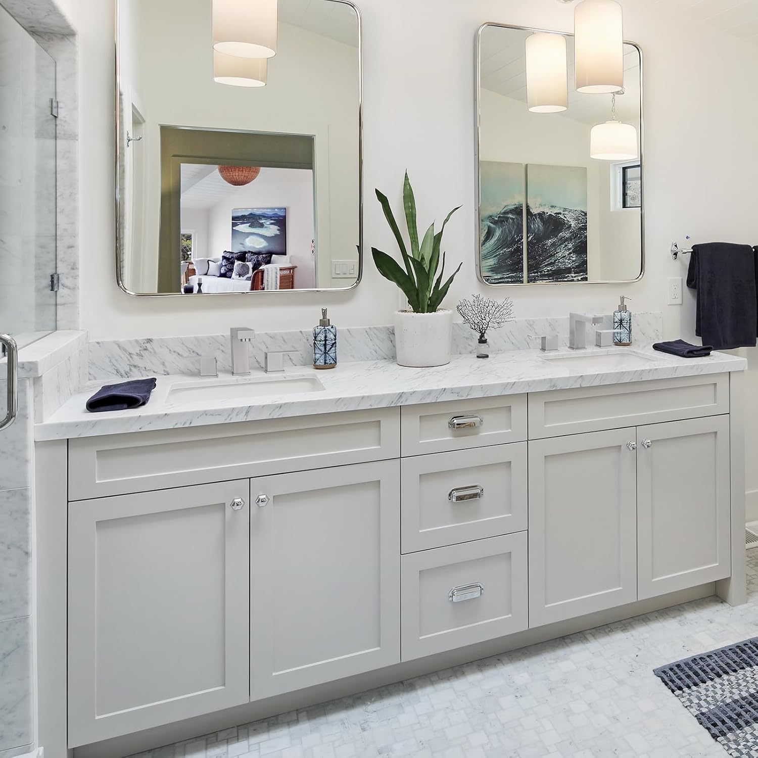 Bathroom Faucet 3 Hole, 8 Inch Widespread Bathroom Sink Faucets, 2 Handle Bathroom Faucets for Sink, Modern Rv Lavatory Vanity Faucet with Pop Up Drain and Supply Hoses, Brushed Nickel