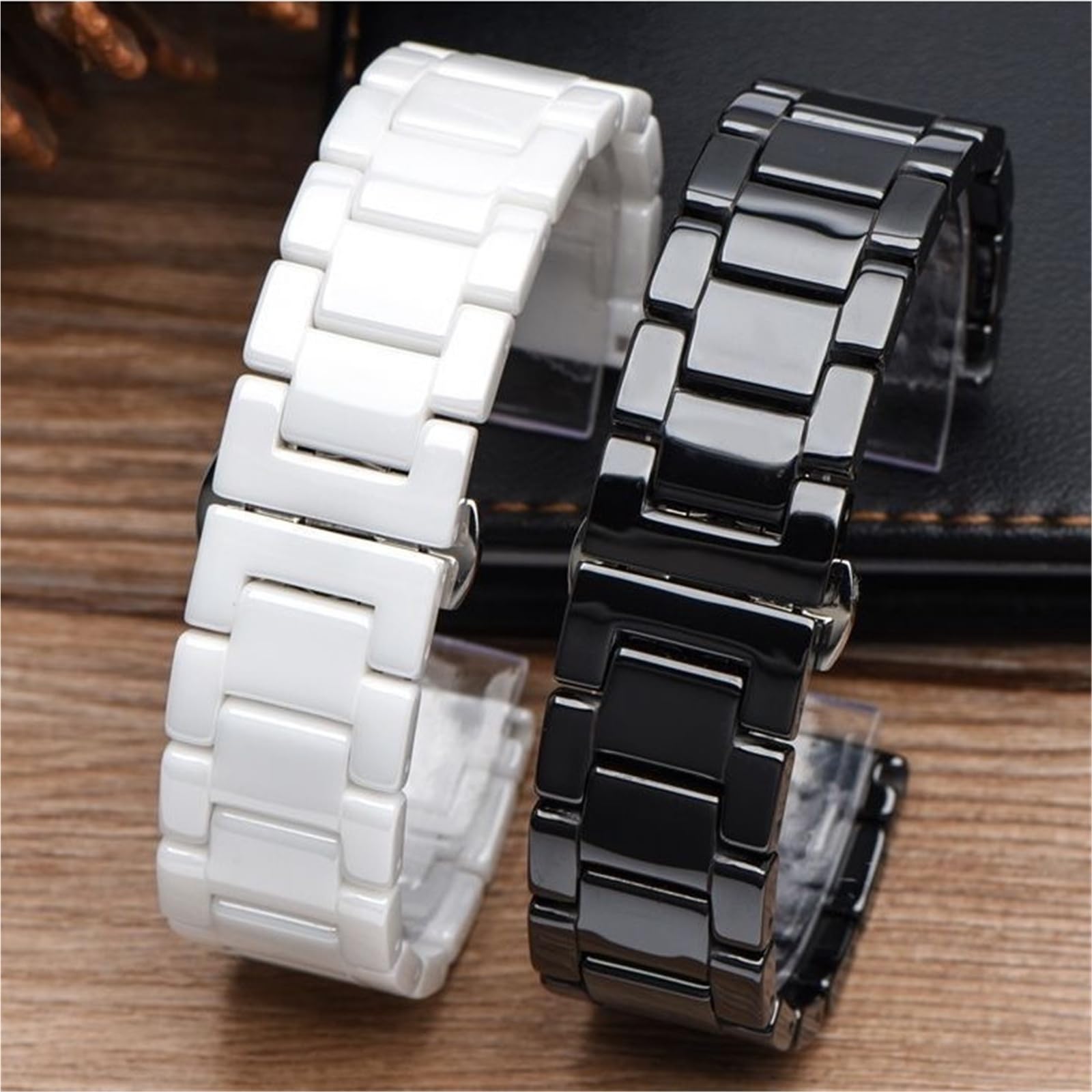 Correa de Reloj de cerámica de 14 mm, 16 mm y 18 mm for Mujer y Hombre, Repuesto Universal con Hebilla Plegable de Metal.