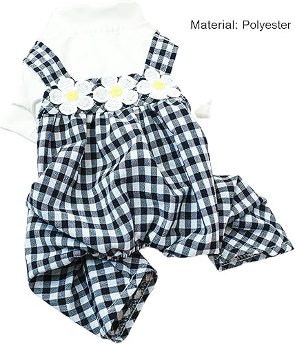 Miniatura 7 de Overol para perro, elástico, sin decoloración, poliéster, negro, blanco, cuadrícula para mascotas, para cachorro