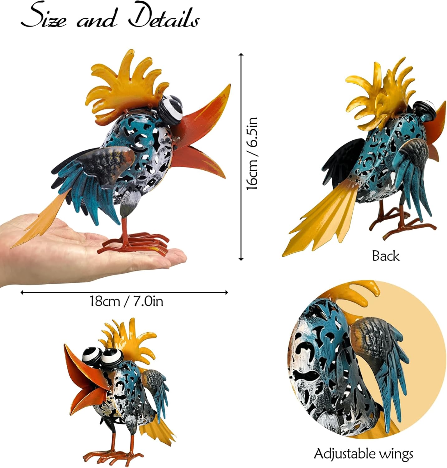 Metal Yard Art - Metal Bird Garden Decor, Outdoor Animal Sculpture Lawn Art Decor, Large Yard Art for Patio Balcony Front Backyard - Birthday Gifts for Mom Grandma Women