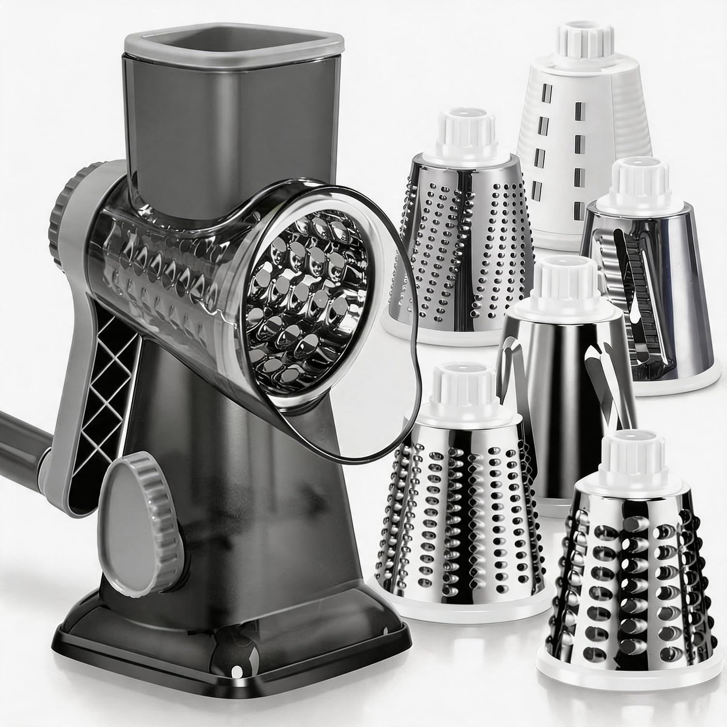 KEOUKE Rotary Cheese Grater, Hand Crank Shredder Slicer, Snow Cone Maker