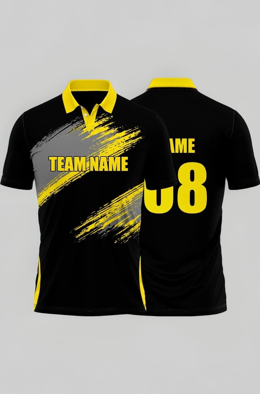 Cricket Polo Collar Sports Jersey for Men with Team Name, Name and Number Printed | Cricket t Shirts for Men Printed with Name | Cricket Jersey with My Name | DOdr1008-C01242023-C-POLO-60