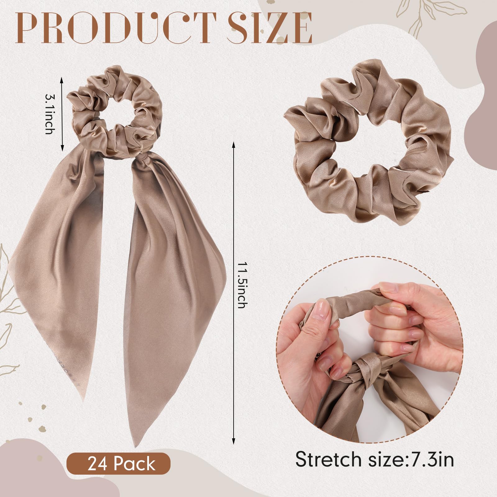 Haargummis mit geknoteten Schleifen, elastisch, Satin, Haargummis, niedliches Band, Haarbänder, Pferdeschwanz-Halter, Haarschmuck für Damen, 24 Stück