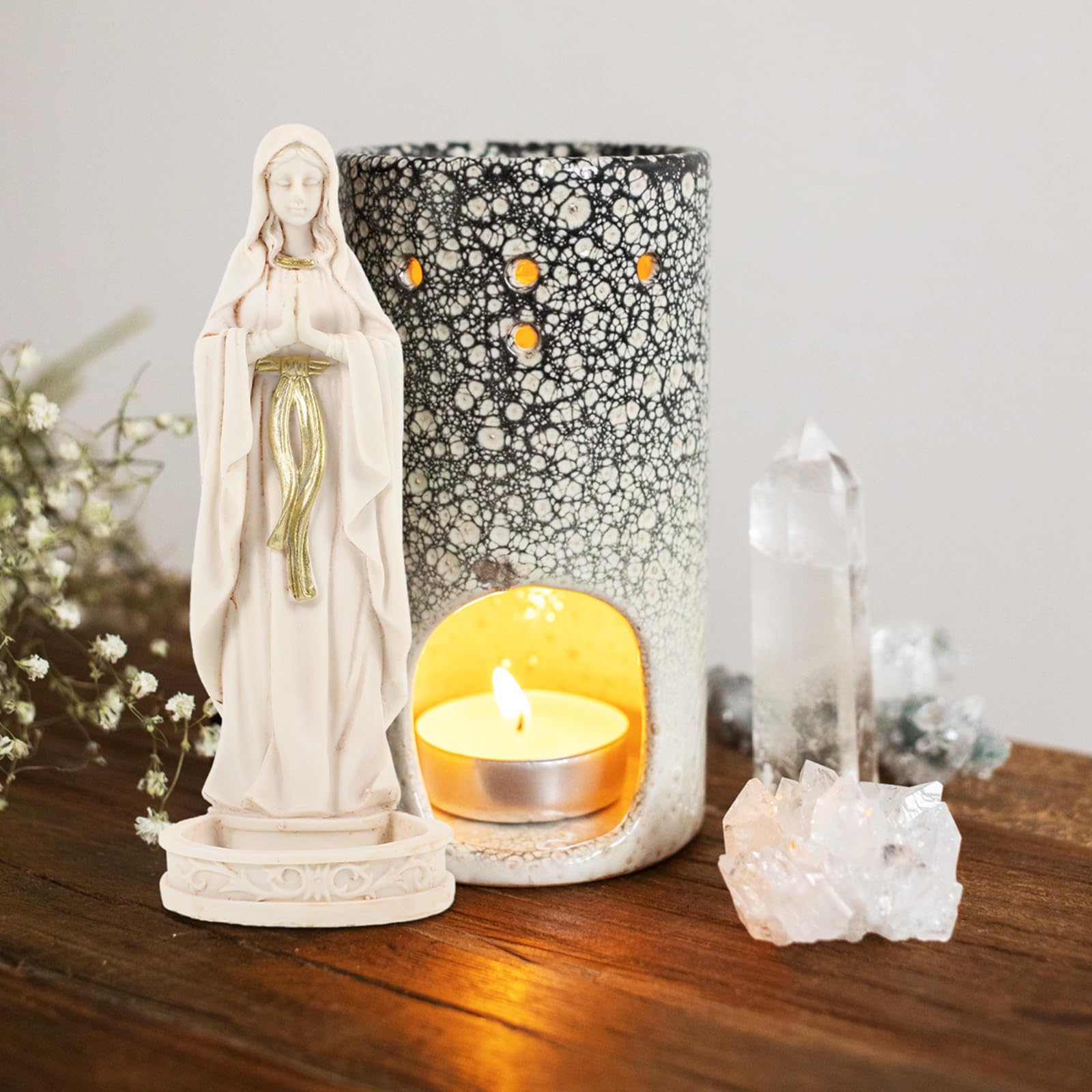 Statua Decorazione Versatile della Vergine in Resina Bianca e Facile da Mantenere Eleganza Artistica per Soggiorno e Fotografia