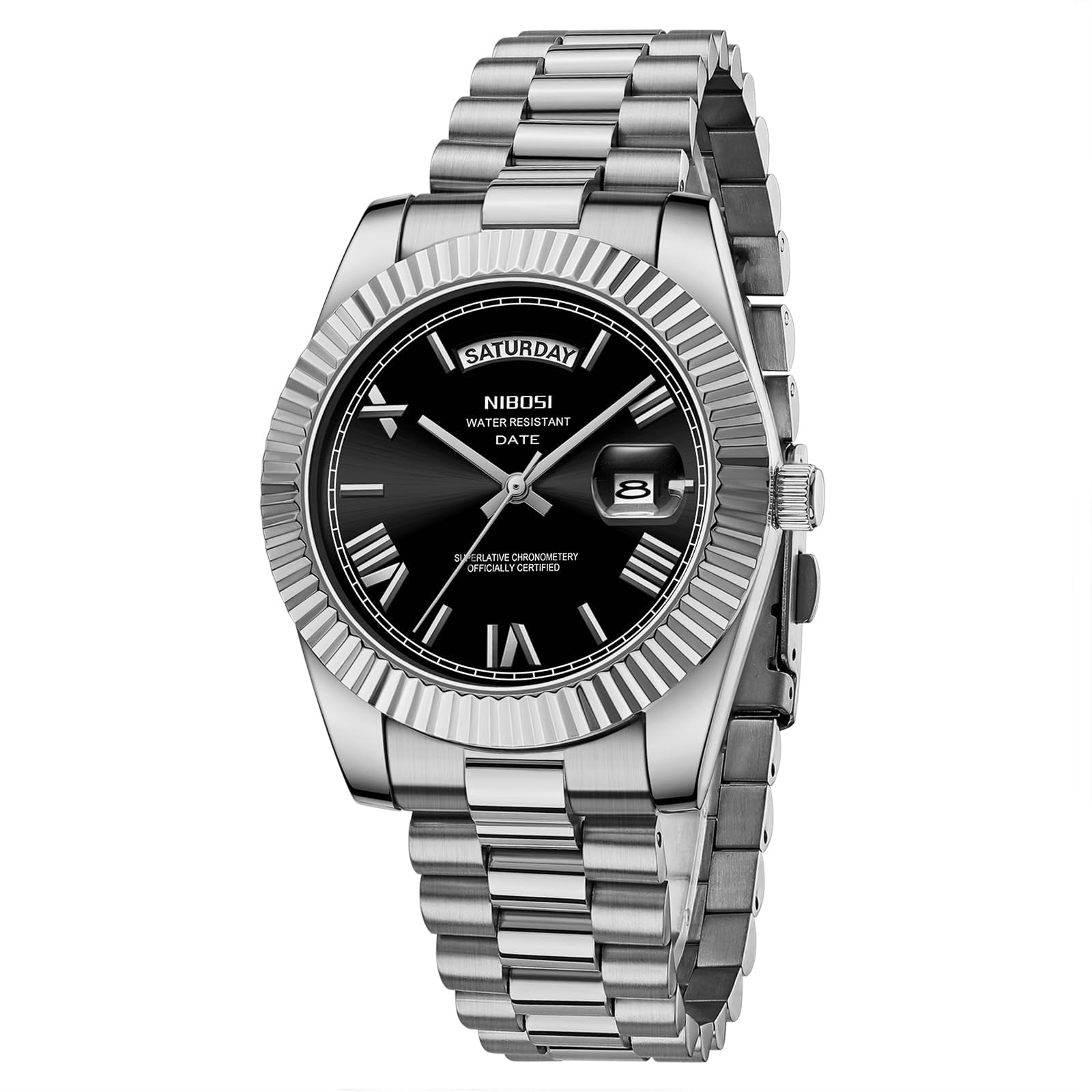 NIBOSIMen Watches Analog Quartz Stainless Steel Watches for men Waterproof Business Classic Desiger Wrist Watch Day&Date