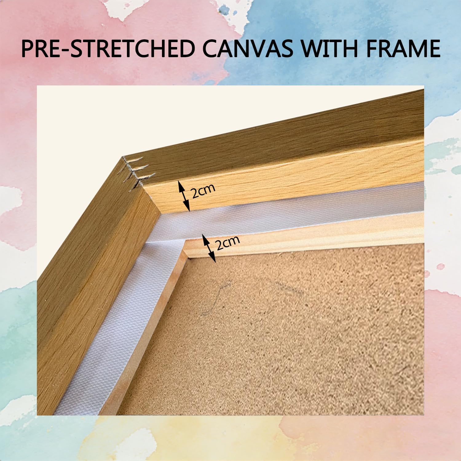 1PK Framed Canvas for Painting, Blank Canvas with Fixed Floating Frame, DIY Custom Painting Kit for Couples &　Children, Vertical or Horizontal Hanging, Wood Grain 16x20 Inch