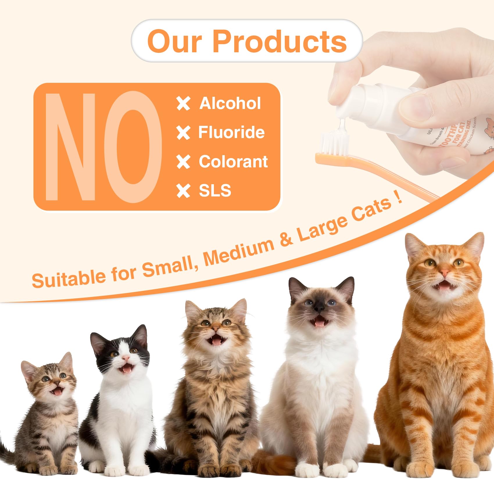 Enzymatic Cat Toothpaste Kit – Roast Chicken Flavor Dental Care for Cats & Kittens | Fights Plaque, Tartar & Bad Breath | Includes Toothbrush & Finger Brush, 1.06 oz - image 6