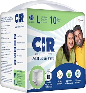 CIR Adult Diaper Pants Style | Adult Diaper Large Size (L)|Waist (90-120cm I 35" - 47") |10 hr Absorption-Protection | Uni... Price In India