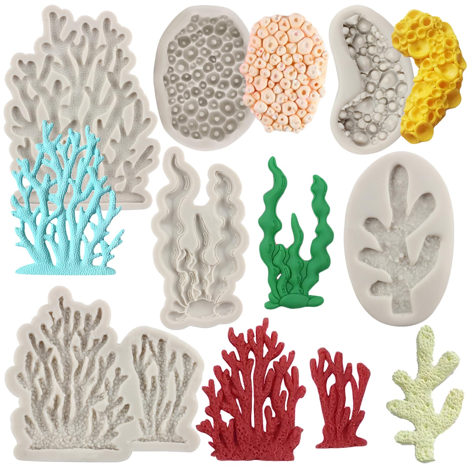 MYPRACS Coral Seaweed Silicone Mould Coral Fondant Moulds Set of 6