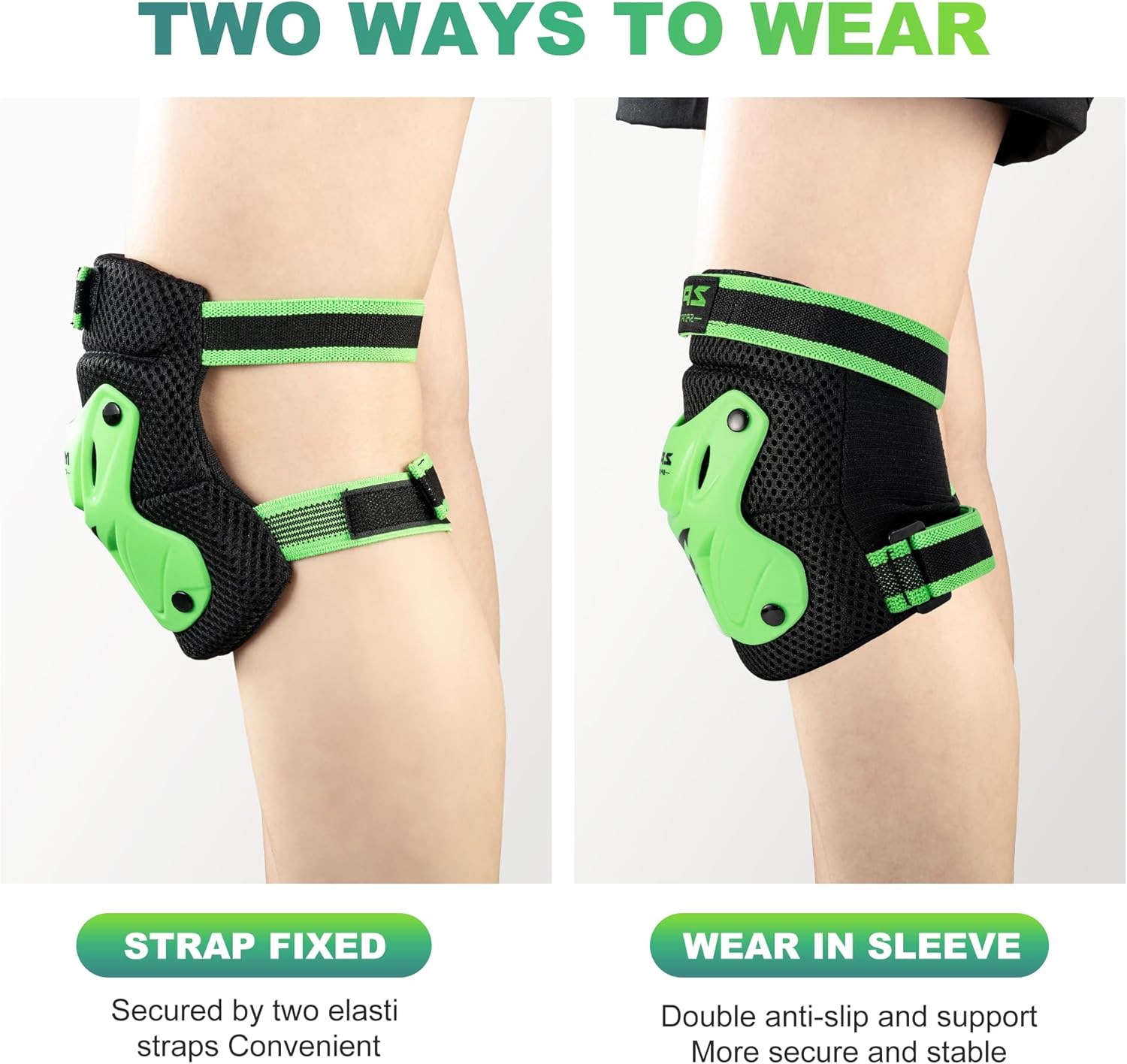 2PM SPORTS Green S Inline Skates & Green M Protective Gear Set