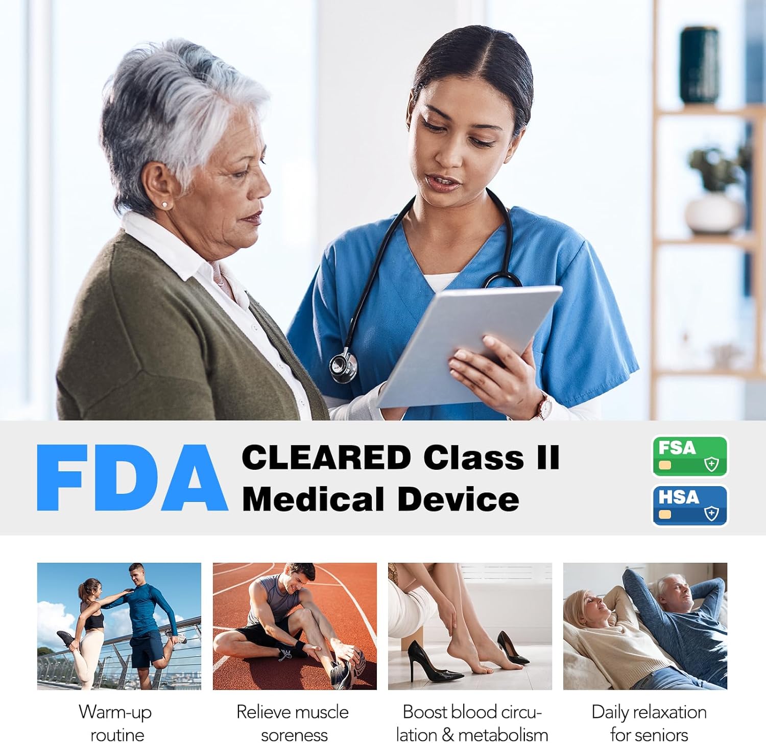 KNQZE Leg Compression Massager for Circulation and Pain Relief, Air Compression Recovery System for Fast Recovery of Leg, Foot, Calf and Thigh, Relieve Edema, Reduce Muscle Fatigue, Gift for Dad, Mom - Image 2