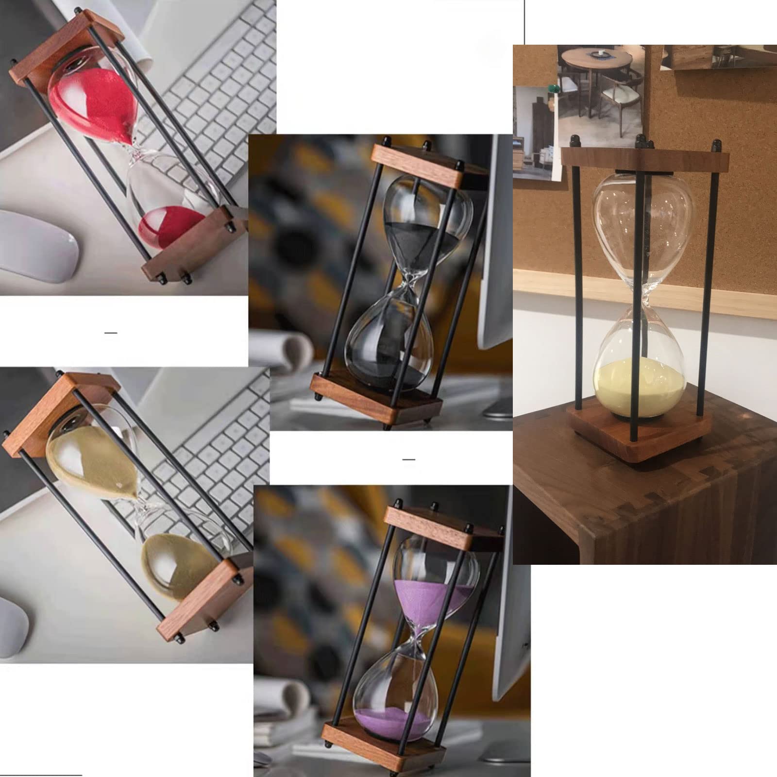 Sanduhr-Timer, Sanduhr, 15–30 Minuten, große Sanduhr aus Holz, Schwarze Sanduhr-Dekoration, Esszimmer, Wohnzimmer, Schrank, Büro, Schreibtisch, Schlafzimmer, Sanduhr, kreatives Geschenk. (Color : YEL