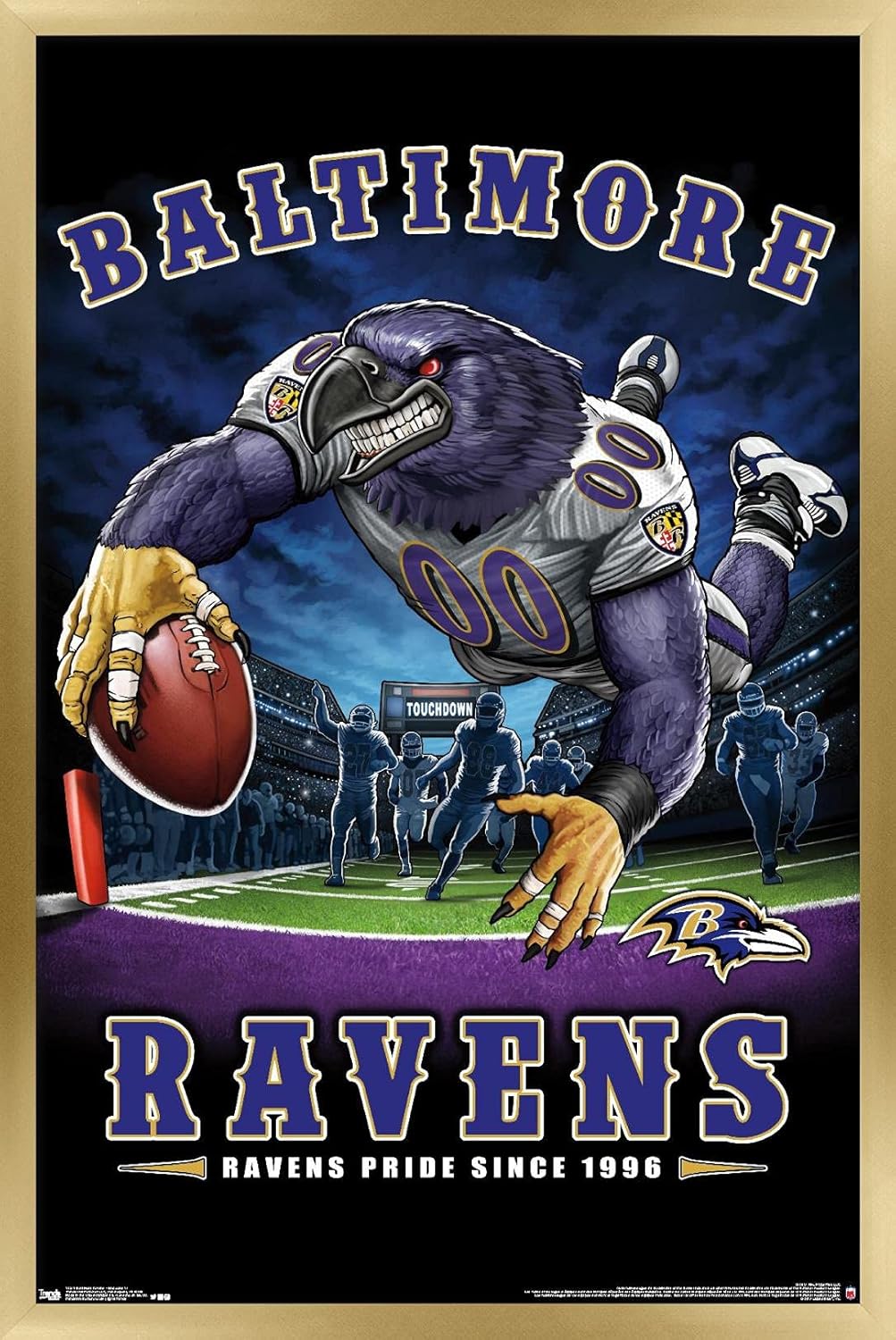 Trends International NFL Baltimore Ravens - End Zone 17 Wall Poster, 22.375" x 34", Black Framed Version