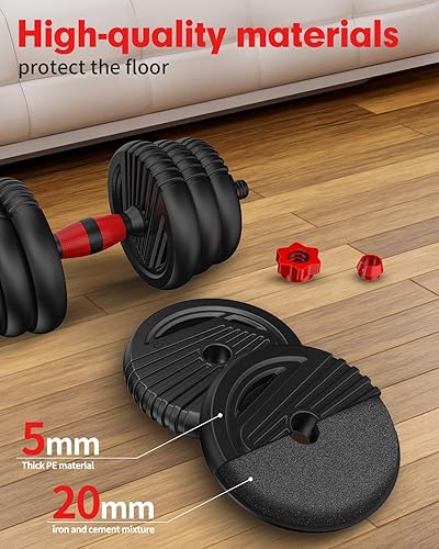 Miniatura 7 de Adjustable Dumbbells, 2030457090lbs Free Weight Set with Connector,5 in1 Dumbbells Set Used as Barbell,Kettlebells,Push up Stand,Fitness Exercises
