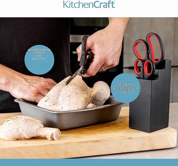 KitchenCraft 3-Piece Kitchen Scissors Set and Storage Block
