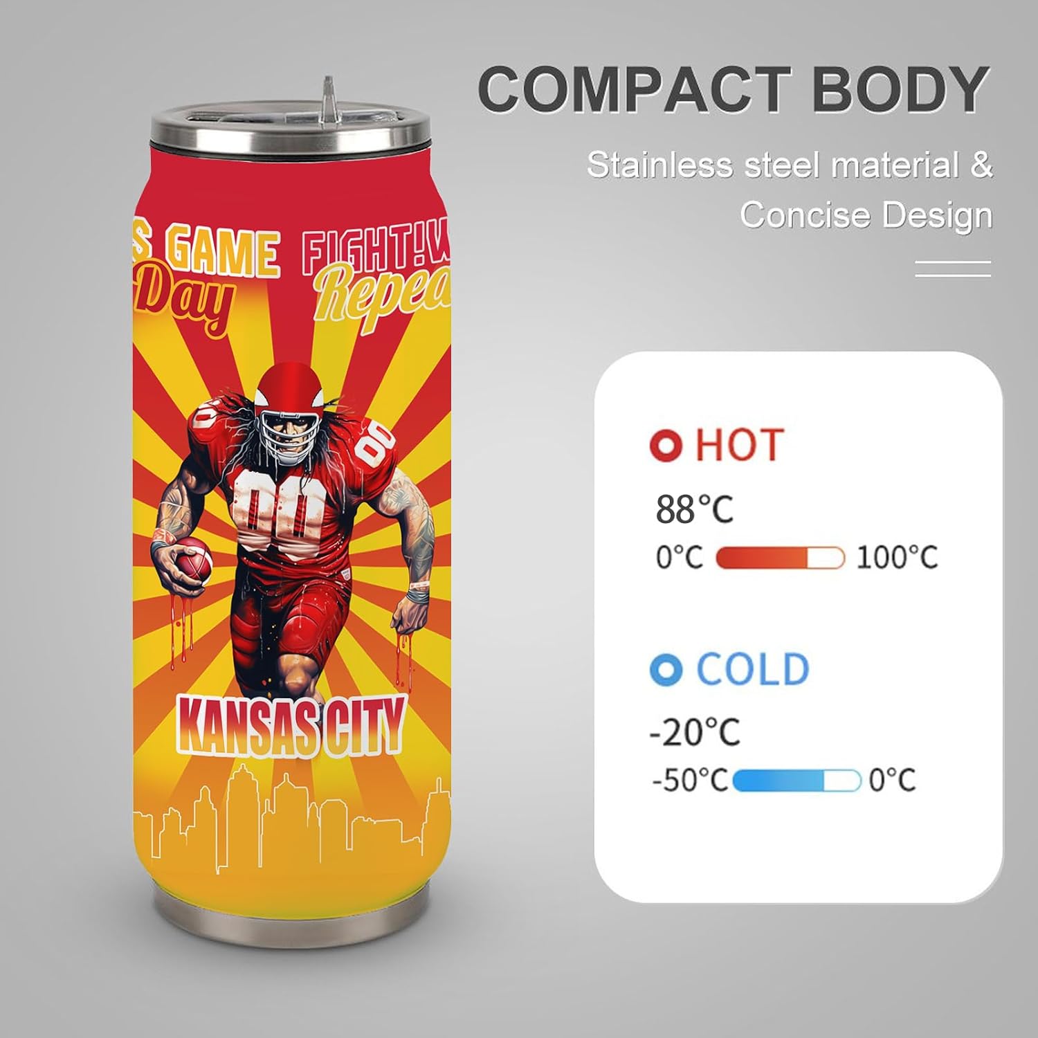 Football Tumbler Cup Travel Mug With Lid,Football Lover Gifts Stainless Steel Vacuum Tumbler Football Team Fans Coffee Mug Cup Gifts For Women Men 17 Oz - Image 4