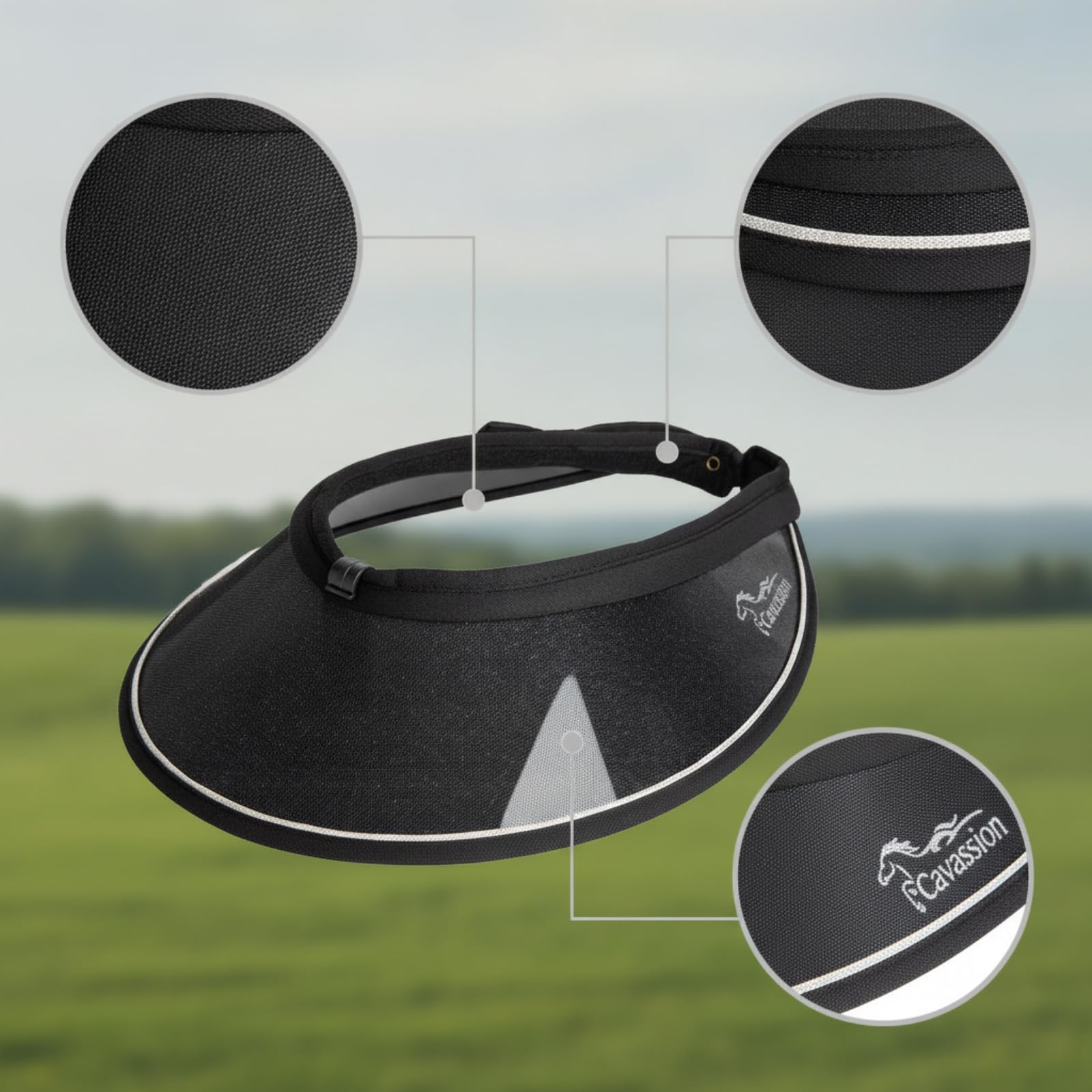 perfeclan Visera para Casco Ecuestre Ancha Protector de Malla Banda Acolchada Correa Ajustable con Hebilla Policarbonato Transpirable Adecuada para
