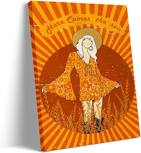 Miniatura 10 de Lienzo enmarcado psicodélico de los años 70, diseño retro Groovy de los años 70, arte hippie de los años 70, decoración hippie, pósteres retro de