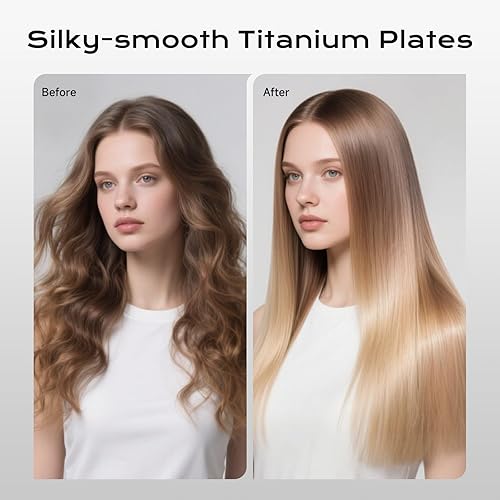 Miniatura 2 de Plancha plana de titanio 2 en 1 con calentamiento rápido y rápido, plancha alisadora profesional de 1 pulgada, 5 ajustes de temperatura para todo