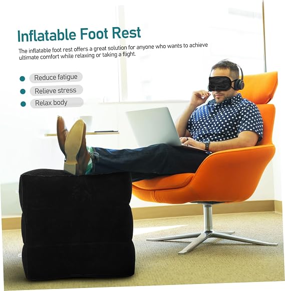 Yardwe Inflatable Foot Rest for Airplane Car Leg Pillow Air Pump Travel Accessories Soft Portable Airplane Pillow