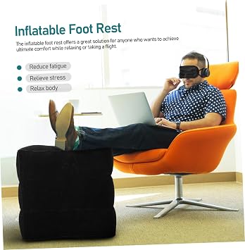 Yardwe Inflatable Foot Rest for Airplane Car Leg Pillow Air Pump Travel Accessories Soft Portable Airplane Pillow