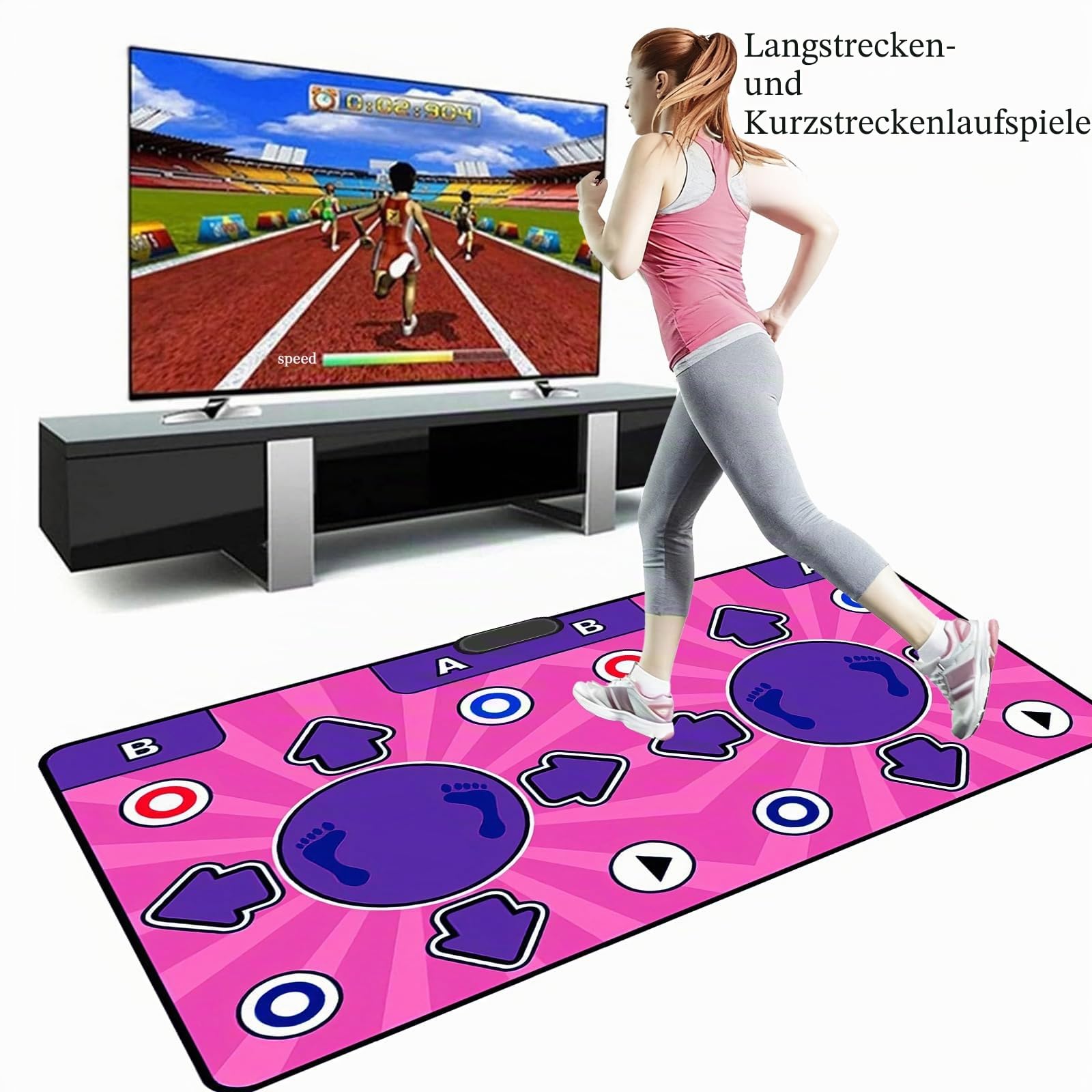 Doppel Tanzmatte mit HDMI-Anschluss, Tanzmatte Kinder mit Musik-Upload & Automatischer Schrittgenerierung, Multifunktions Dance Pad mit 2 Controllern für Heimfitness und Familienspaß