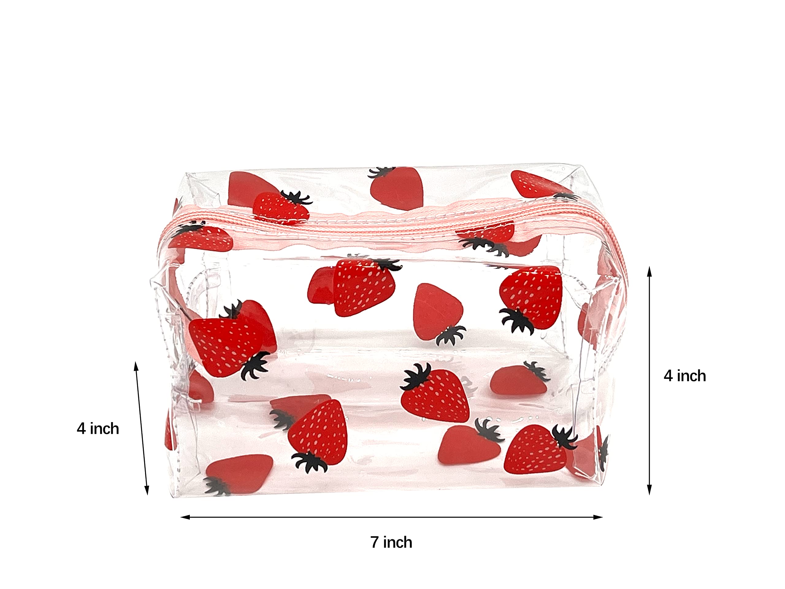 ZMZZ Cute makeup bag, transparent portable makeup bag, waterproof toiletries storage bag, large capacity pen bag (strawberry)