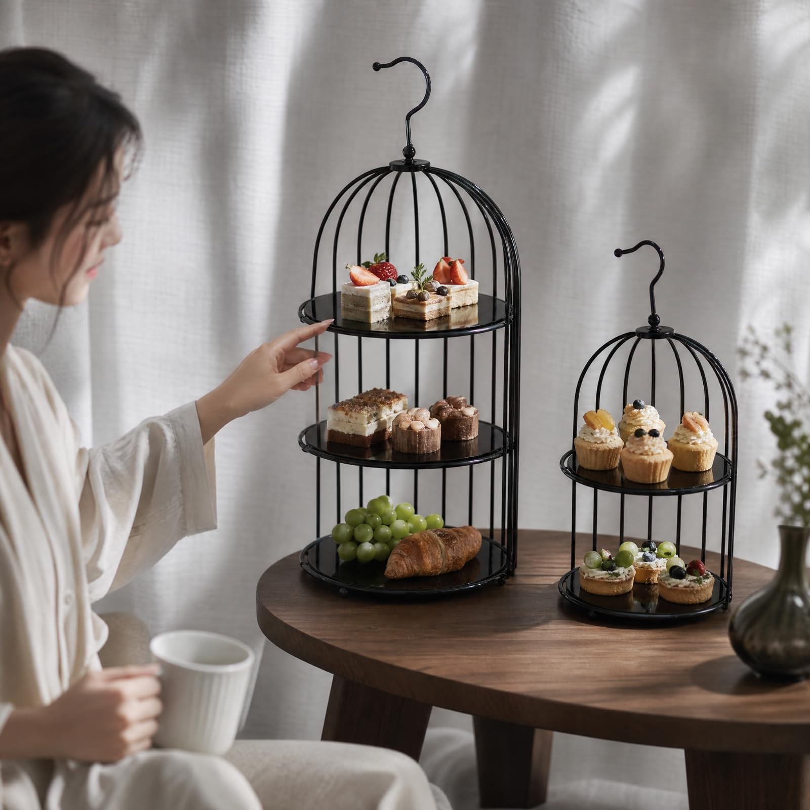 2 Piezas Expositor Estilo Jaula Pájaro corativo Expositor con s Circulares Acrílico Organizador para Pasleros, Cafés