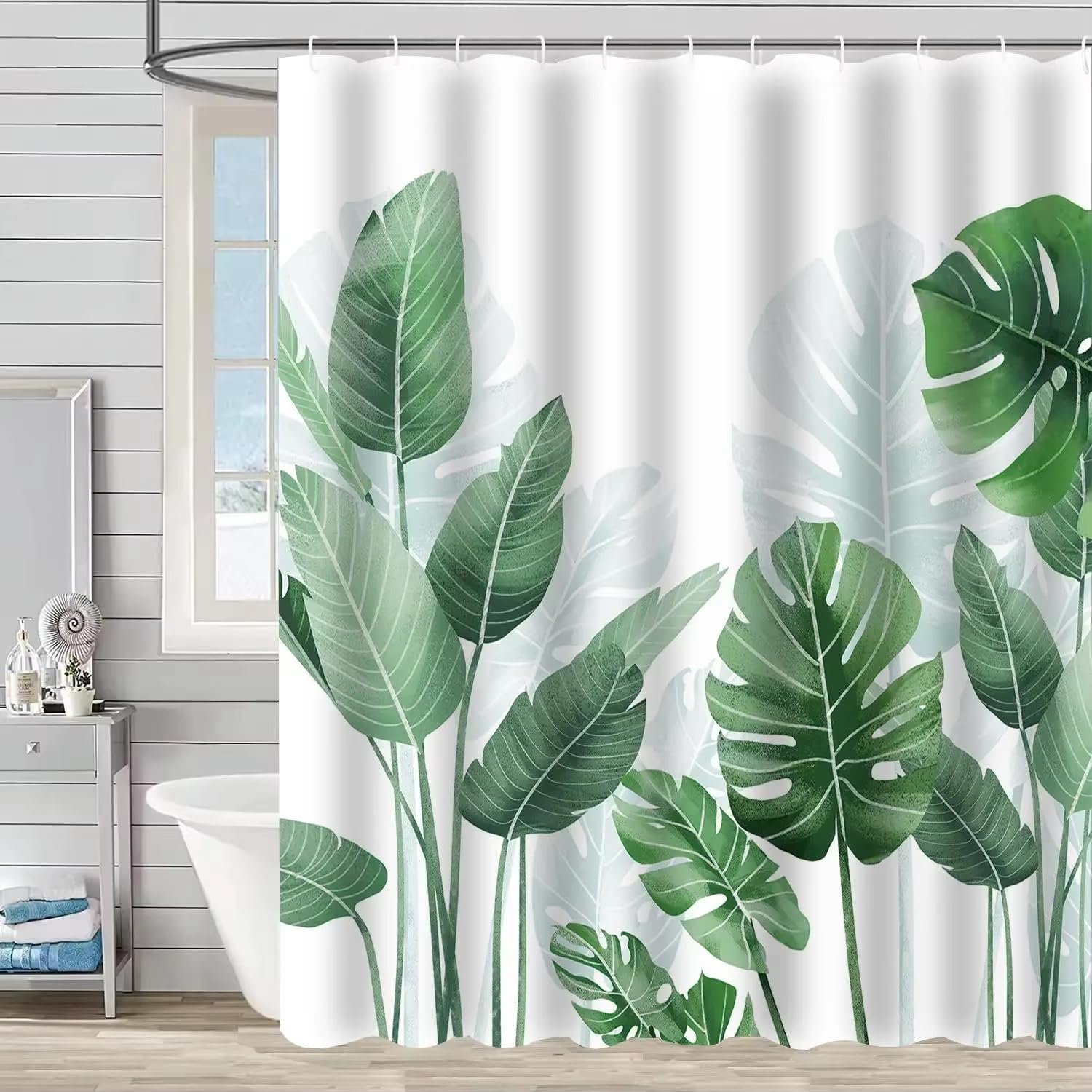 Rideau de douche anti-moisissure en polyester lavable motif floral