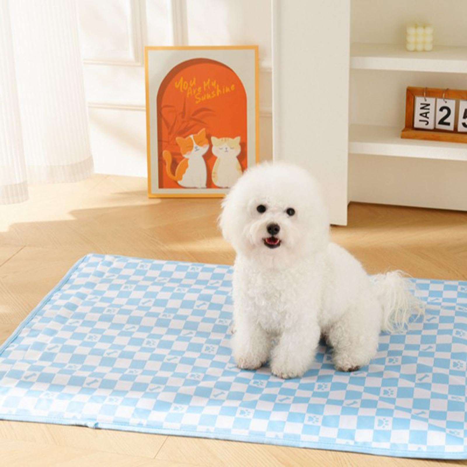 LOVIVER Tapis Auto-rafraîchissant pour Chien et Chat, Housse Amovible et Lavable pour Chiot Chaton, Tapis rafraîchissant pour Cage intérieure extérieure, 49cmx49cm