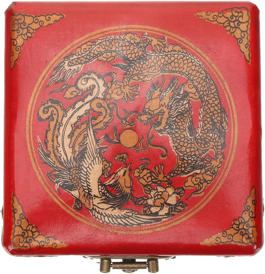 OSALADI Chinese Jewelry Box Handmade Vintage Jewelry Organizer Wooden Box Antique Trinket Case Dragon Bangle Container Bracelet Holder for Women Treasure Earring