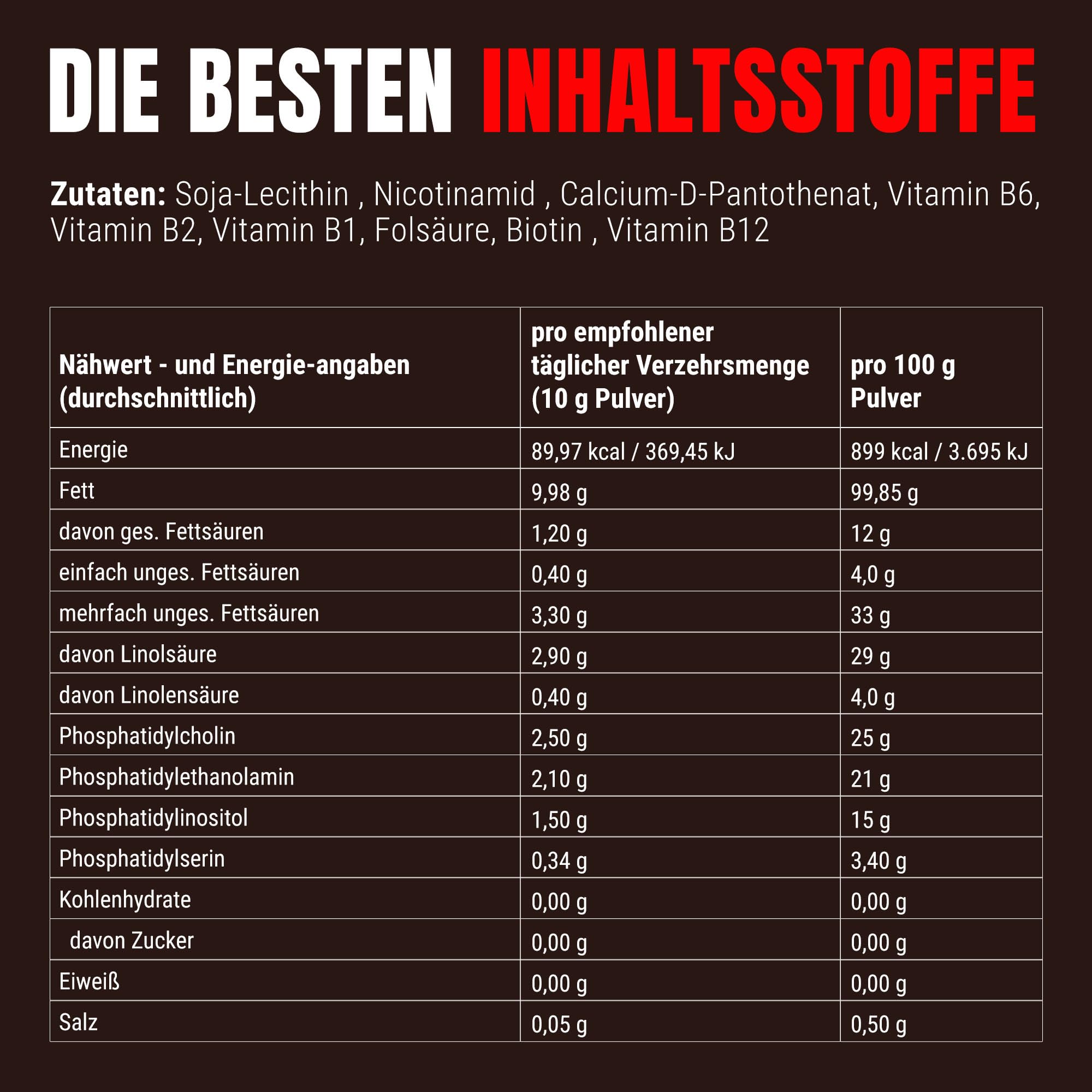 Powerstar LECITHIN PULVER INSTANT 500g | Soja-Lecithin vegan, gentechnikfrei & aus deutscher Herstellung | Reich an Phosphatidyl-Cholin, Phosphatidyl-Inositol & Vitaminen in Pharmaqualität