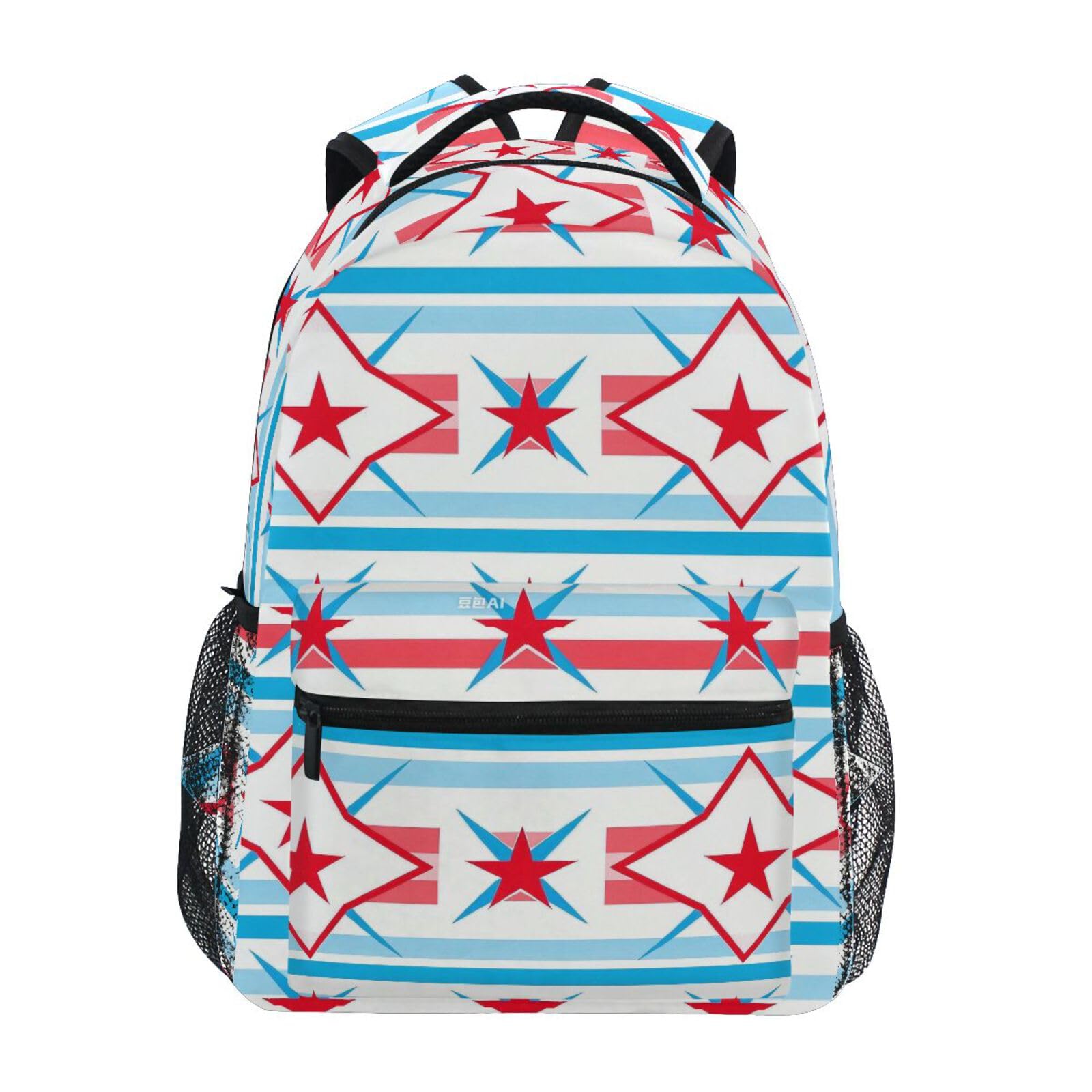 backpacks in bulk for kids with name tag White Red Blue Stripe Star large books bag for middle