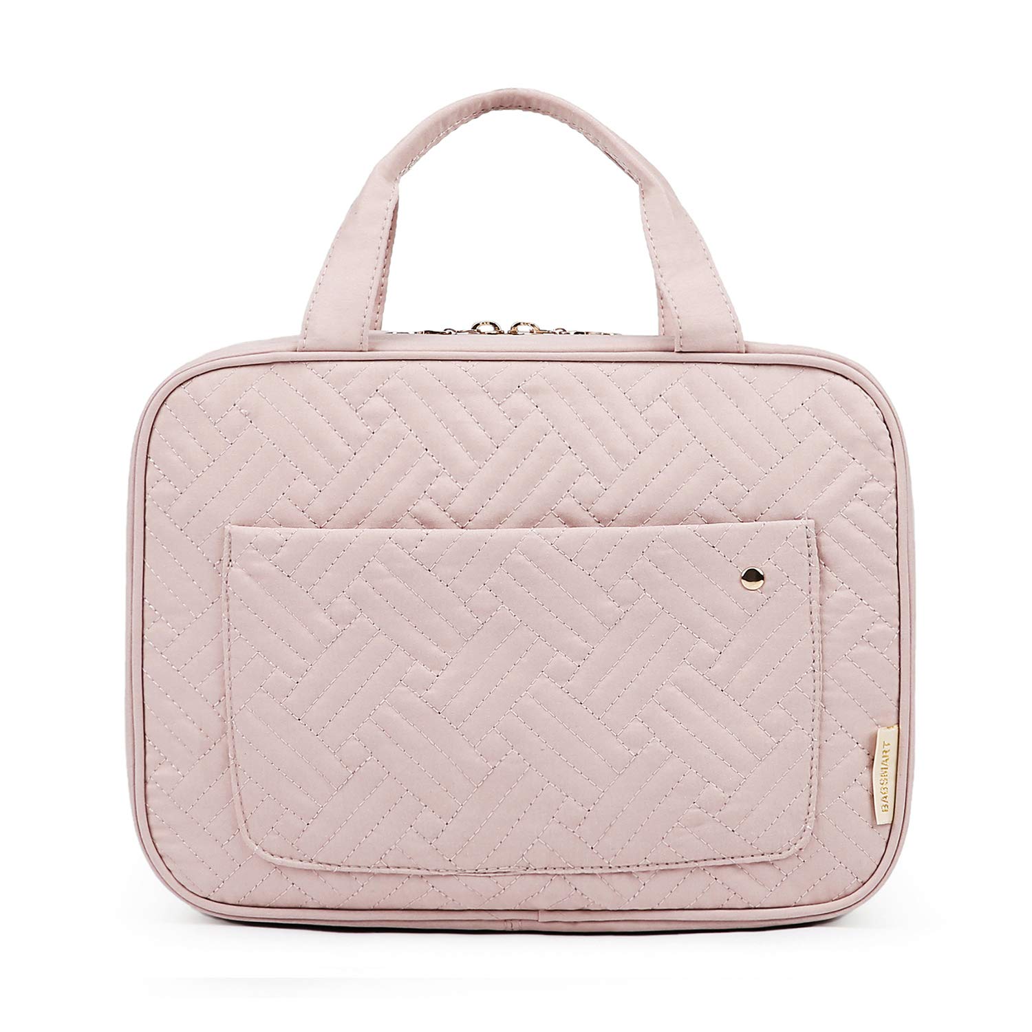 BAGSMART Hanging Toiletry Bag Travel Large Capacity Wash Bag Womens Makeup Cosmetic Bag, Travel Accessories for Full Sized Container (Medium-Pink) - 4
