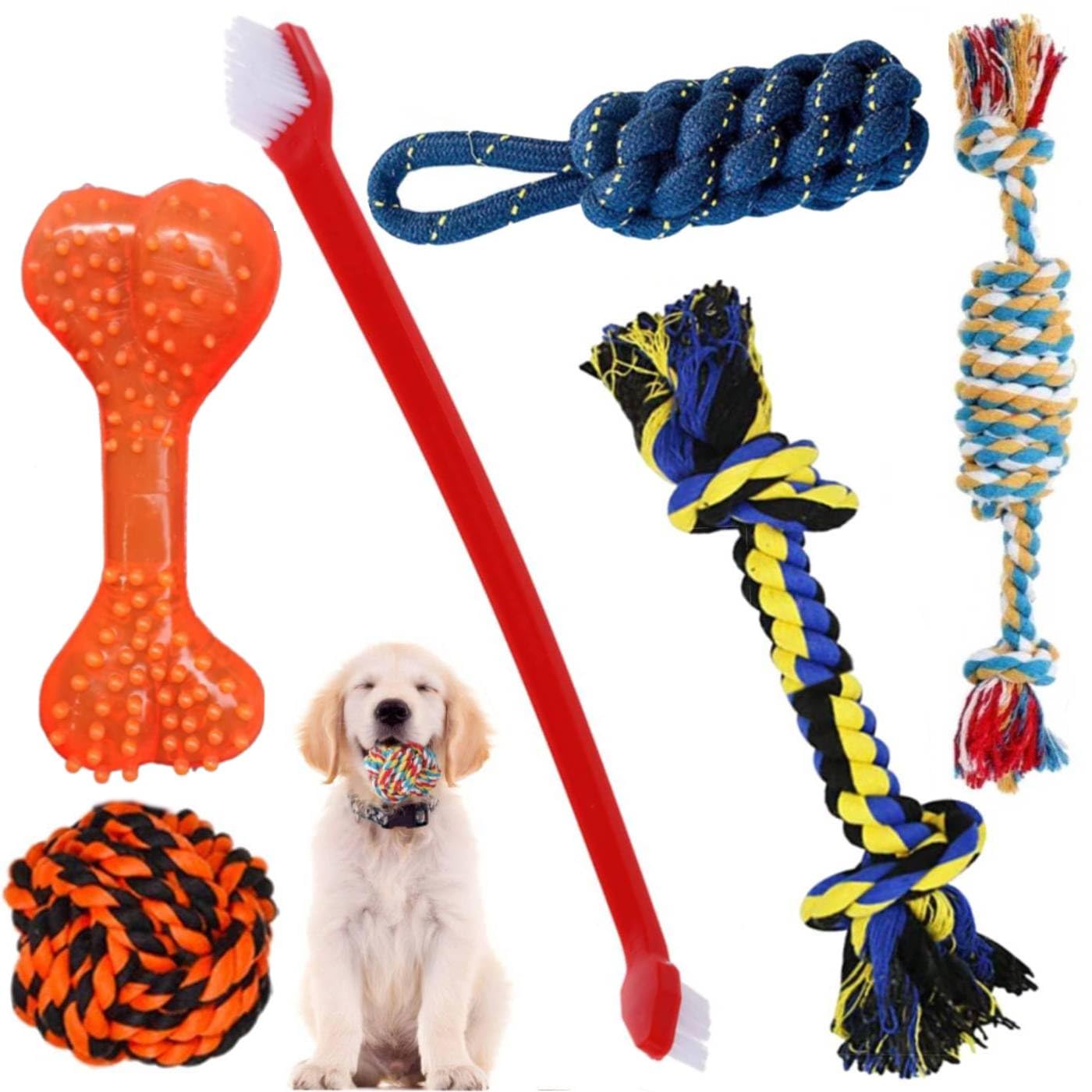 YOUHAVEDEAL Dog Rope Combo of 6 Chewing Toys for Dogs Teething Fetching Durable Toys for Puppies and Small to Medium Size Dogs - (Color May Vary) (B0D817KZJG) Amazon Price History, Amazon Price Tracker