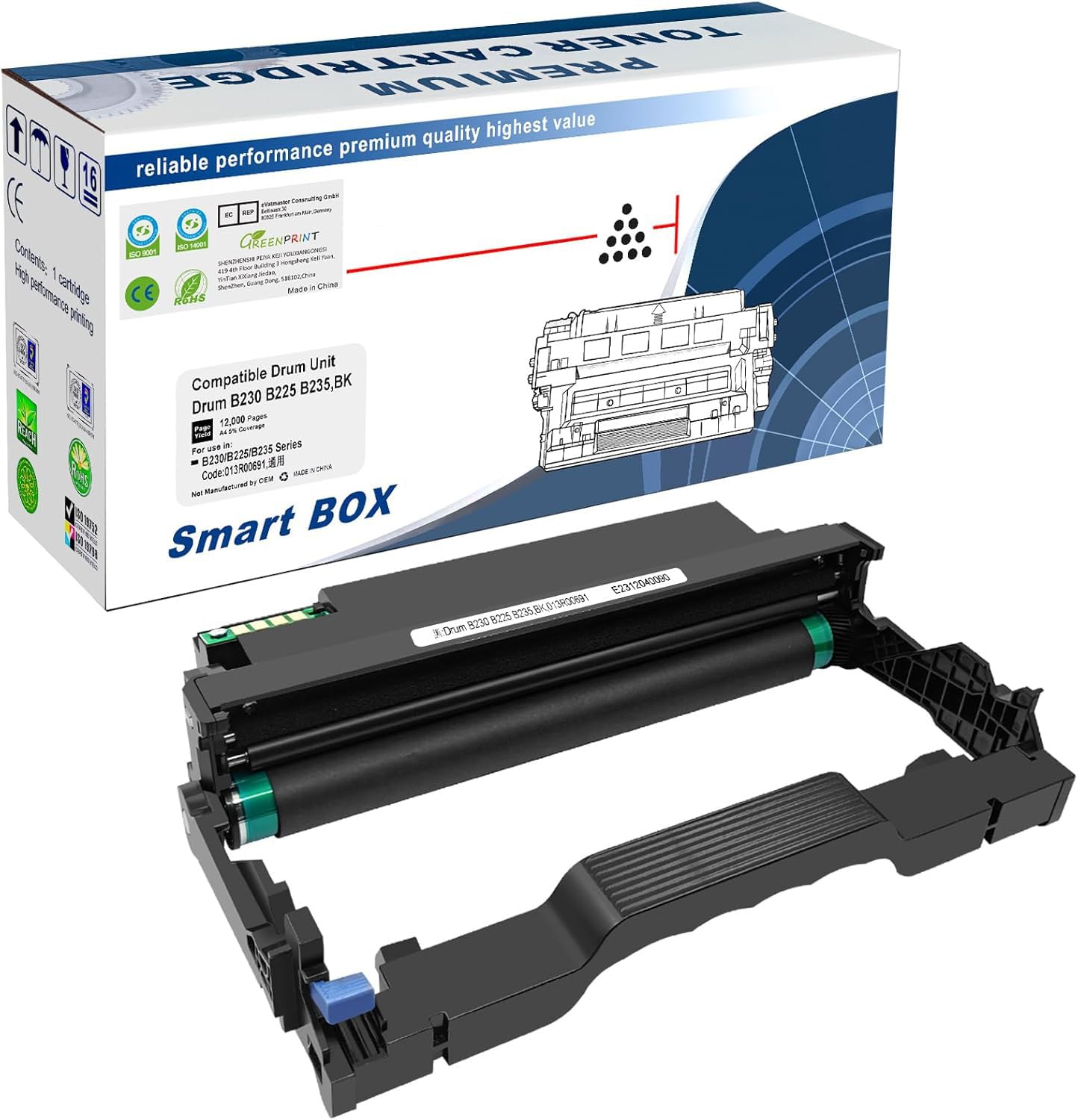 Tamburo B230 B225 B235 Compatibile Cartuccia del Tamburo Unità di Tamburo Tamburo di imaging Nero 12000 pagine per Xerox B225 B225DNI B230 B230DNI B235 B235DNI Stampante 013R00691