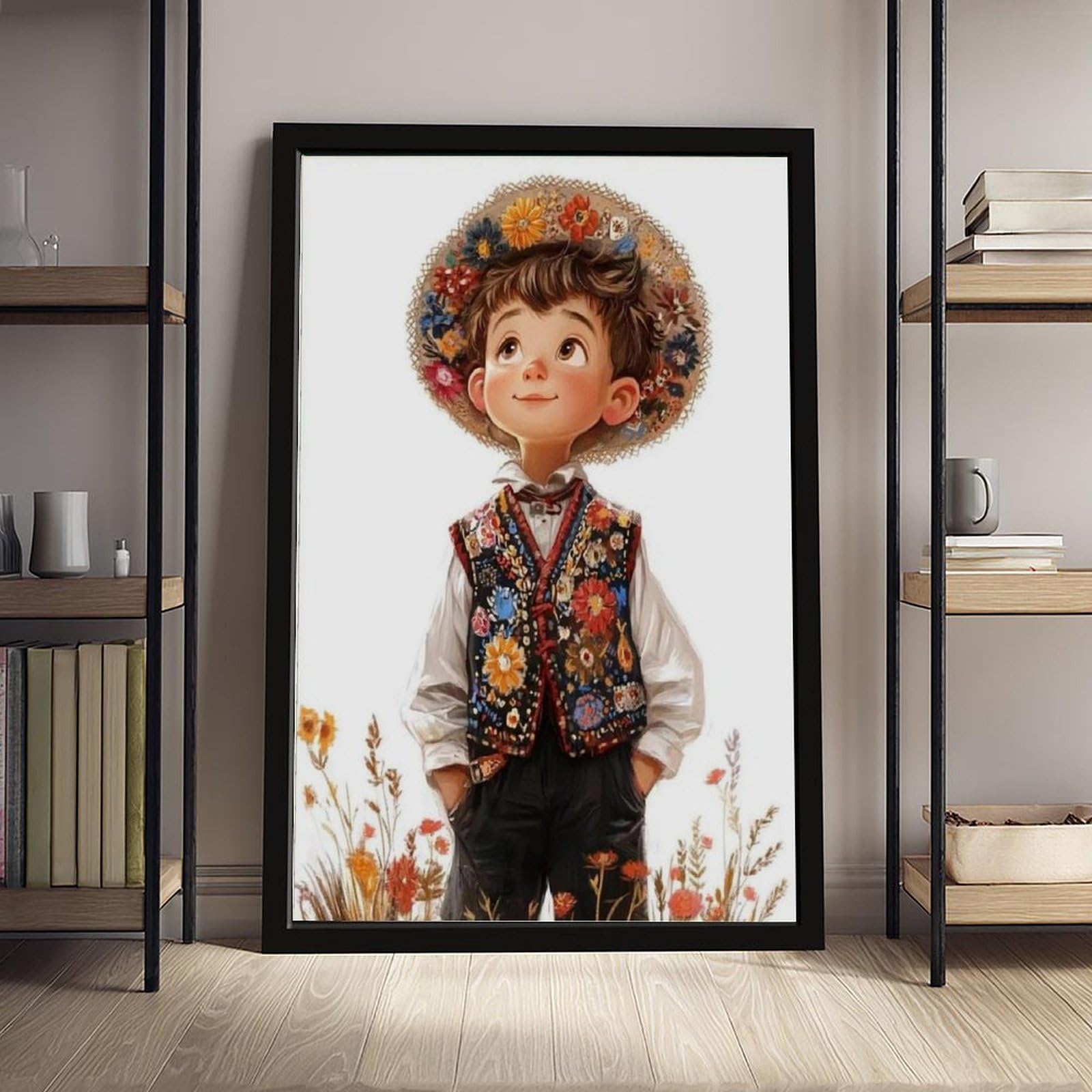 1 poster su tela, motivo: ragazzo polacco in costume tradizionale folk, decorazione artistica da parete per soggiorno e camera da letto, 50,8 x 76,2 cm (lunghezza x larghezza)