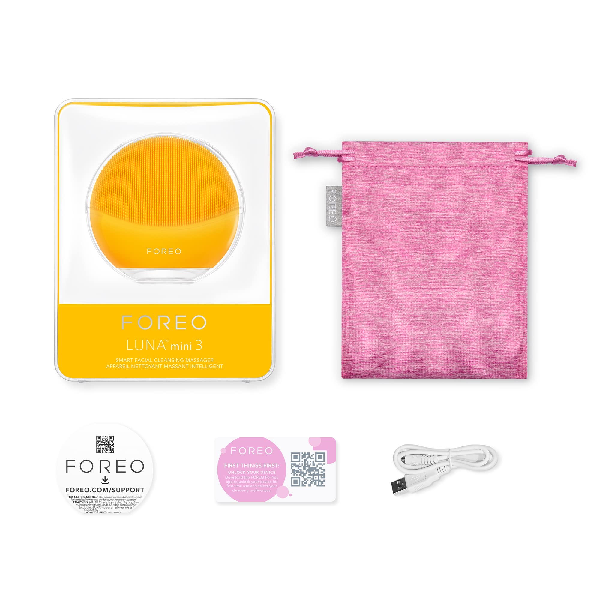 FOREO LUNA mini 3 Gesichtsreinigungsbürste - Gesichtsmassagegerät elektrisch, ultrahygienisches Silikon - Einfache Gesichtsreinigung - Elektrischer Gesichtsreiniger - App-verbunden - Sunflower Yellow | Gesichtsreinigungsbürste, Gesichtsmassagegerät, Silik