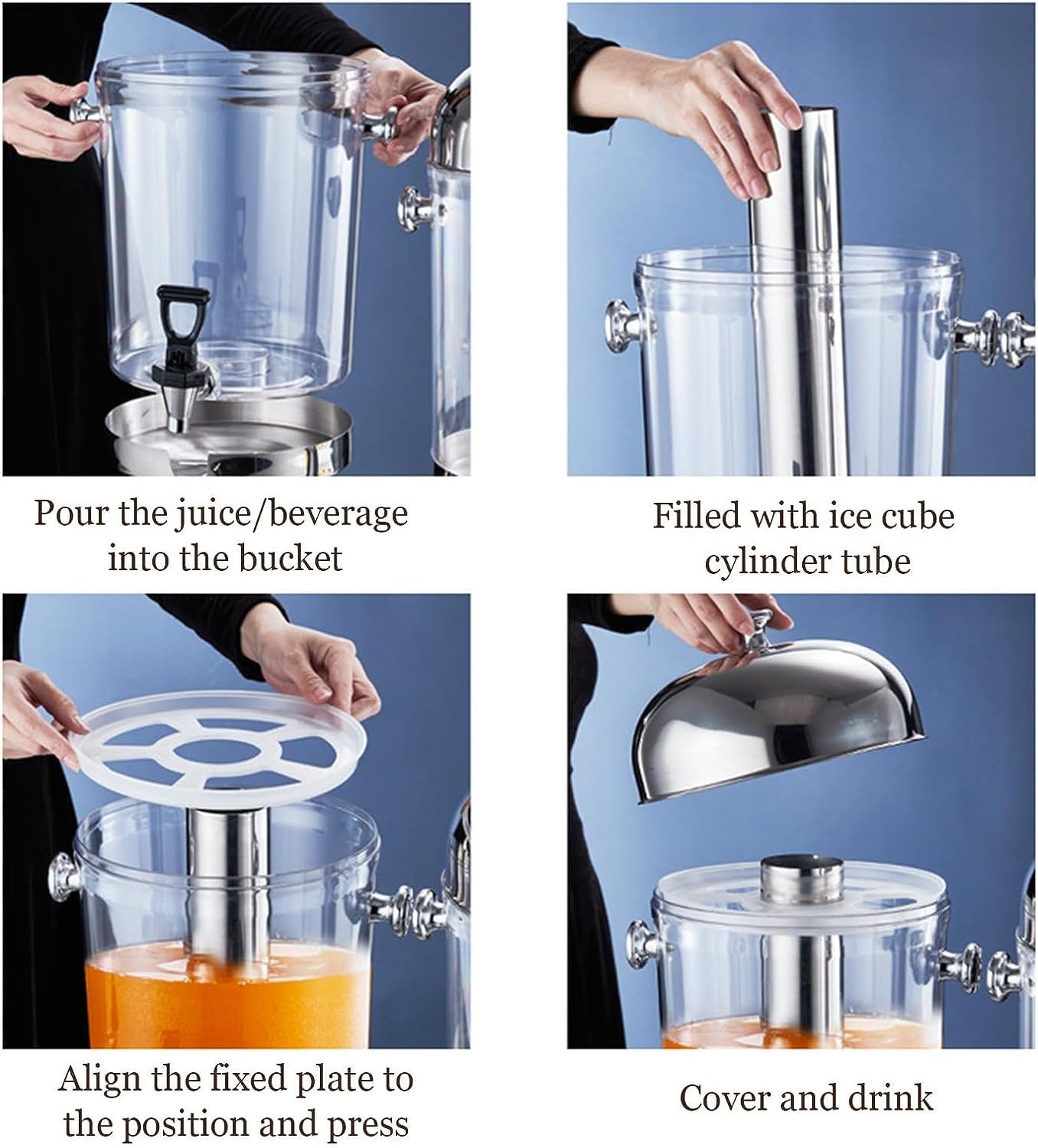 Distributeur de boissons en acier inoxydable de grande capacité avec robinet – Distributeur de jus parfait pour le petit déjeuner, buffet, bars et hôtels – scellé et élégant