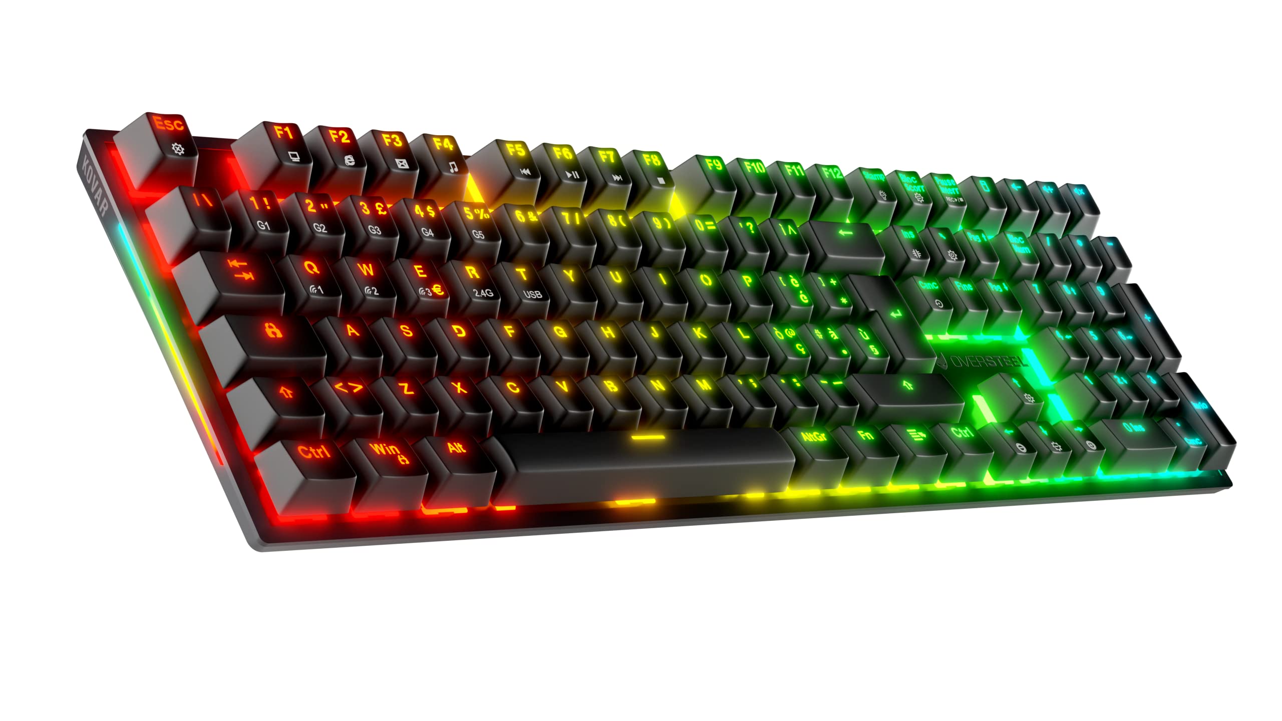Oversteel - KOVAR Tastiera da gioco wireless, retroilluminata RGB, interruttore meccanico Outemu Red, Anti-Ghosting, layout Italiano PC/MAC/Android