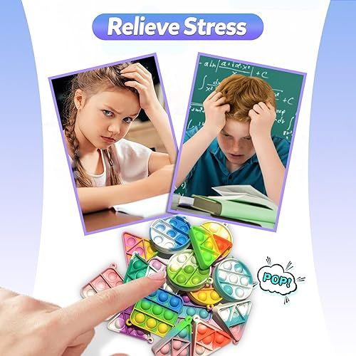 Miniatura 7 de 114 piezas de llavero Pop Fidget It Mini Fidget Toys Bulk Party Favores para niños de 4-8, 8-12 años, juguetes a granel para niños pequeños premios